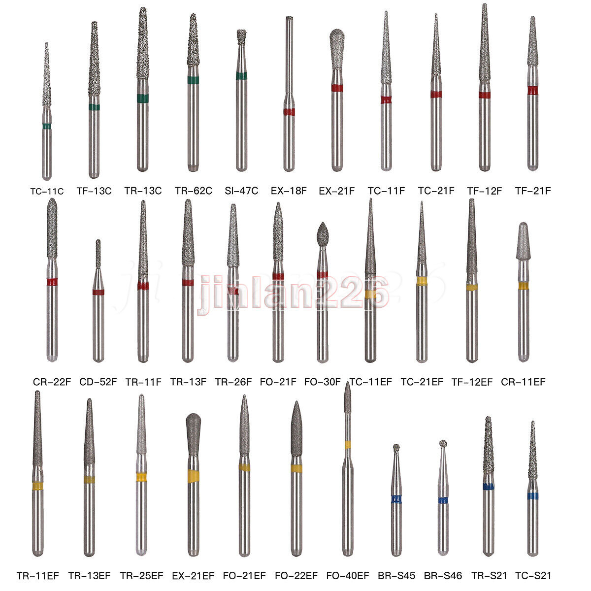 100pcs Dental Diamond Burs for High Speed Handpiece Friction Grip Burs 1.6mm USA