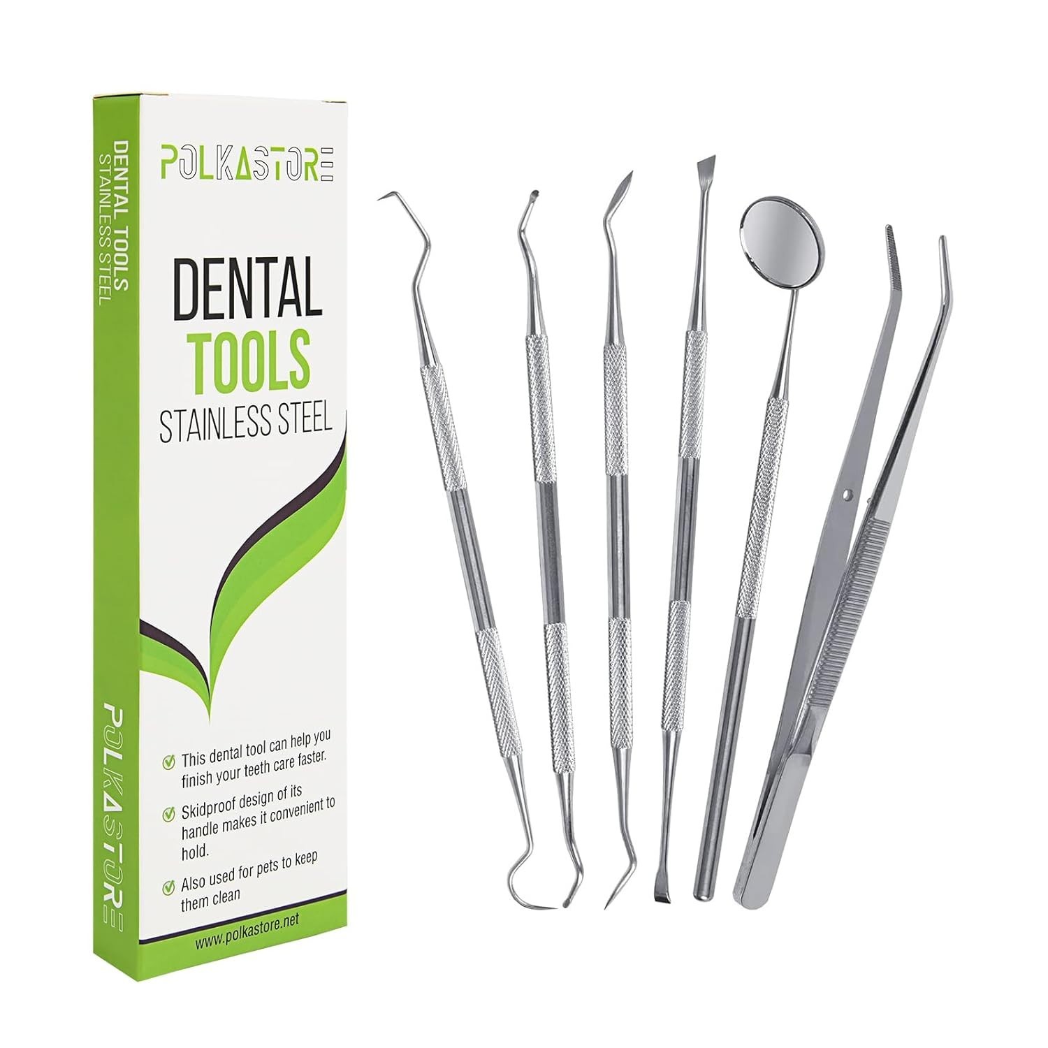 Stainless Steel Dental Kit – 6 Essential Tools for Tartar & Plaque Removal