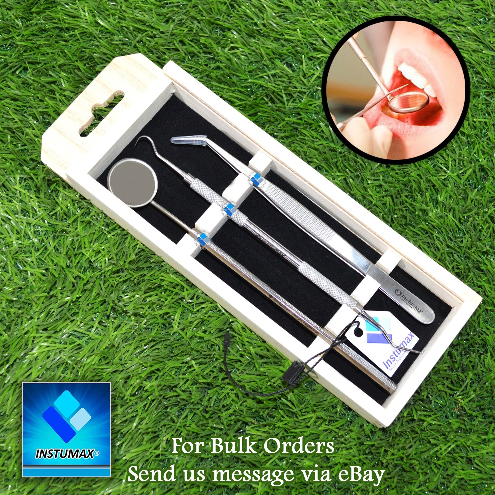 Dental Examination Kit Basic Hygiene Tweezer Mirror Probe Cleaning Tools 3PCS