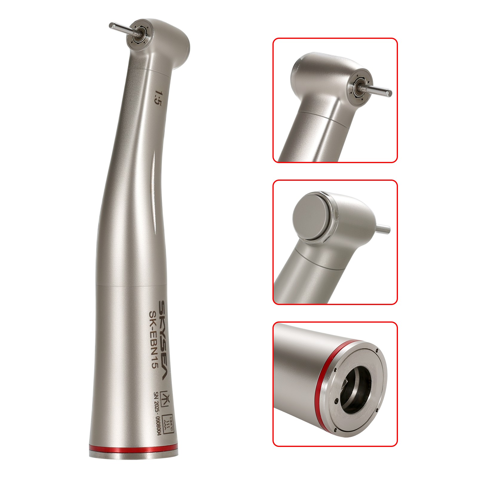 Dental 1:5 Increasing Contra Angle Handpiece 4Spray Fit E-type Motor Without LED
