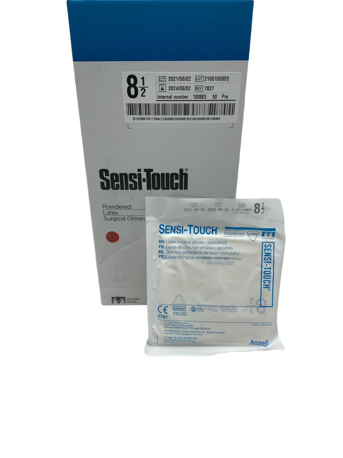 *50-Pairs* Ansell Encore Sensi-Touch Sterile Surgical Size 8.5 Gloves Box 7827