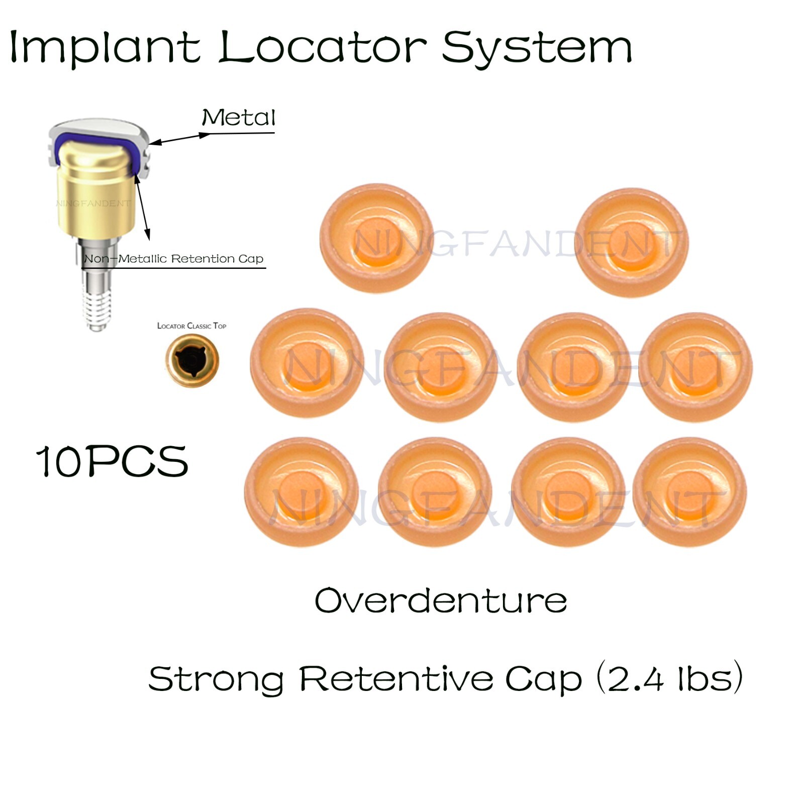 10Pcs Dental Overdenture Abutment Peek Retention Caps For Locater System 2.4Lbs
