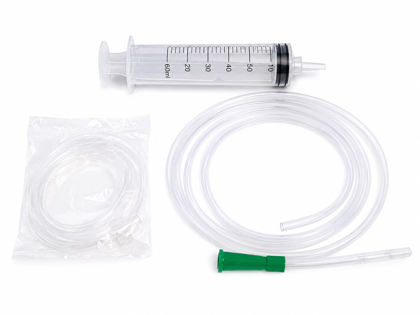 60mL Syringe With Feeding Tube Catheter Tip Liquid Transfer Irrigation Kit