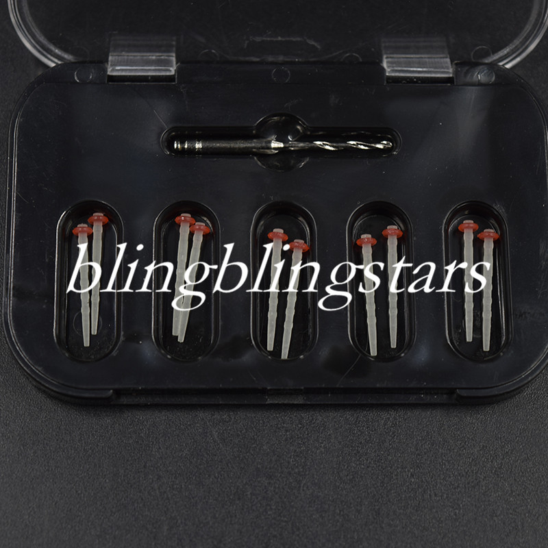 1.2mm Red 1 Box Dental Fiber Post Resin Screw Thread Quartz Drills 10Pcs&1 Drill