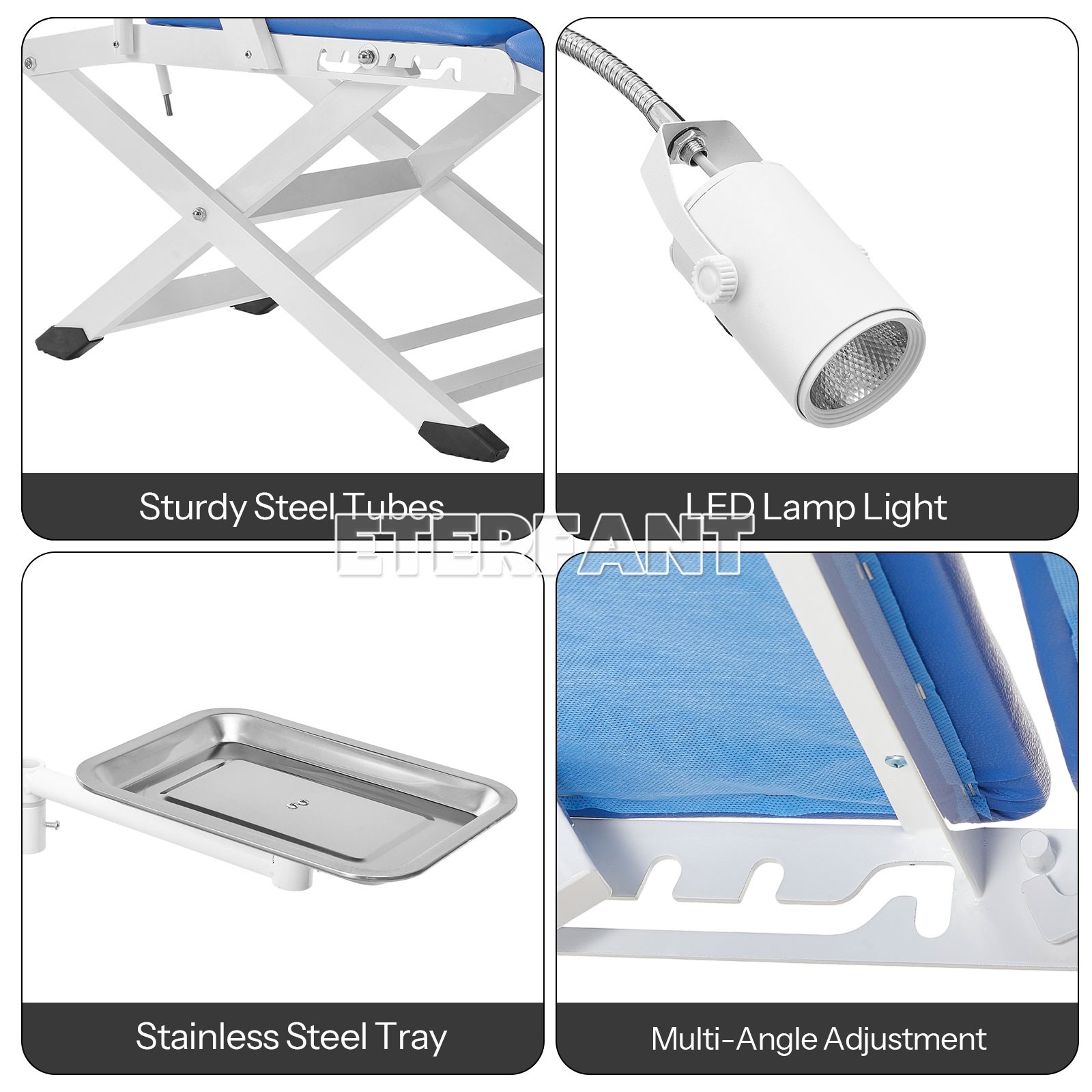 Dental Foldable Portable Folding Chair+Unit Air Turbine Dentist LED Exam Light