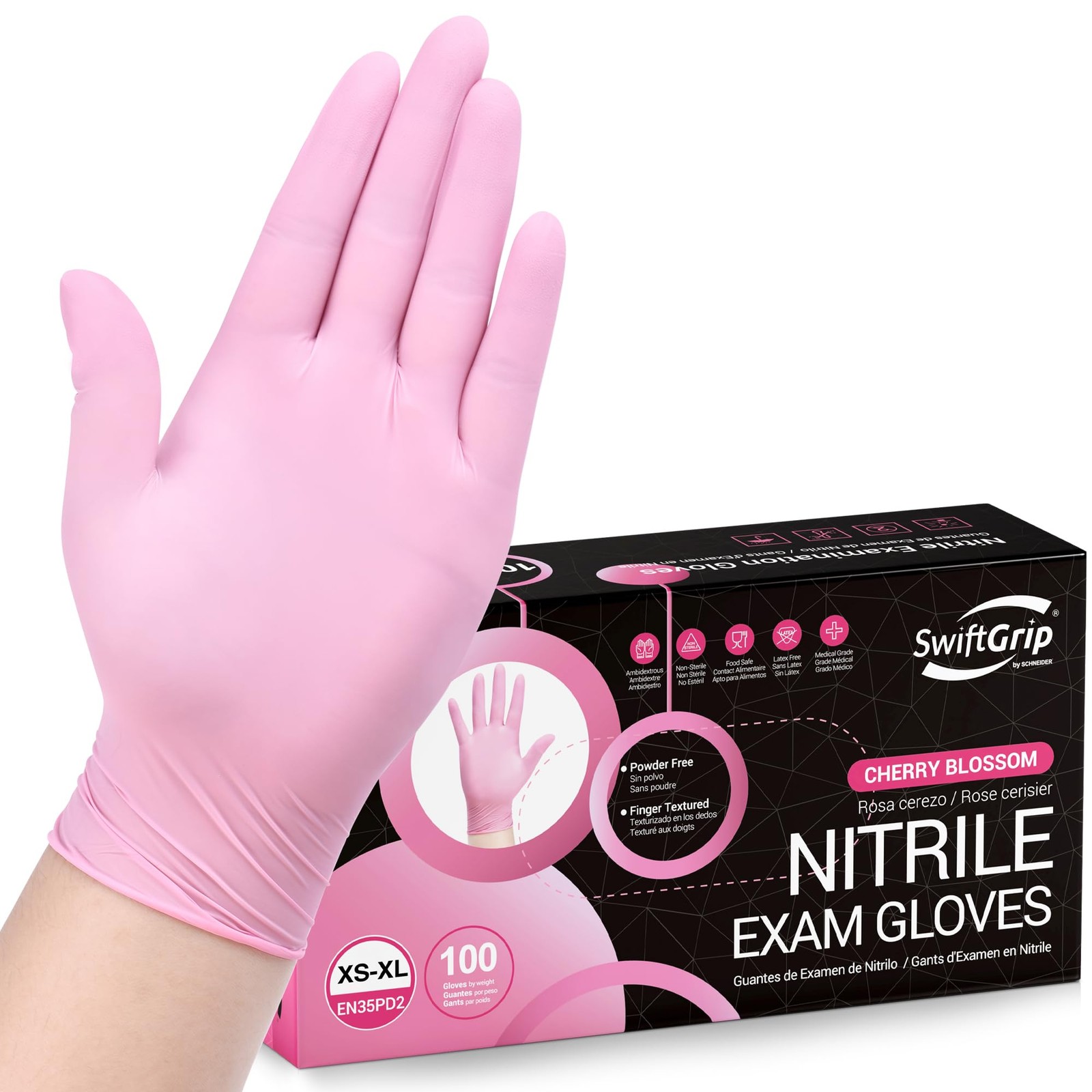 Pink Nitrile Gloves, 3-mil, Industrial Gloves Disposable Latex Free, for Clea…