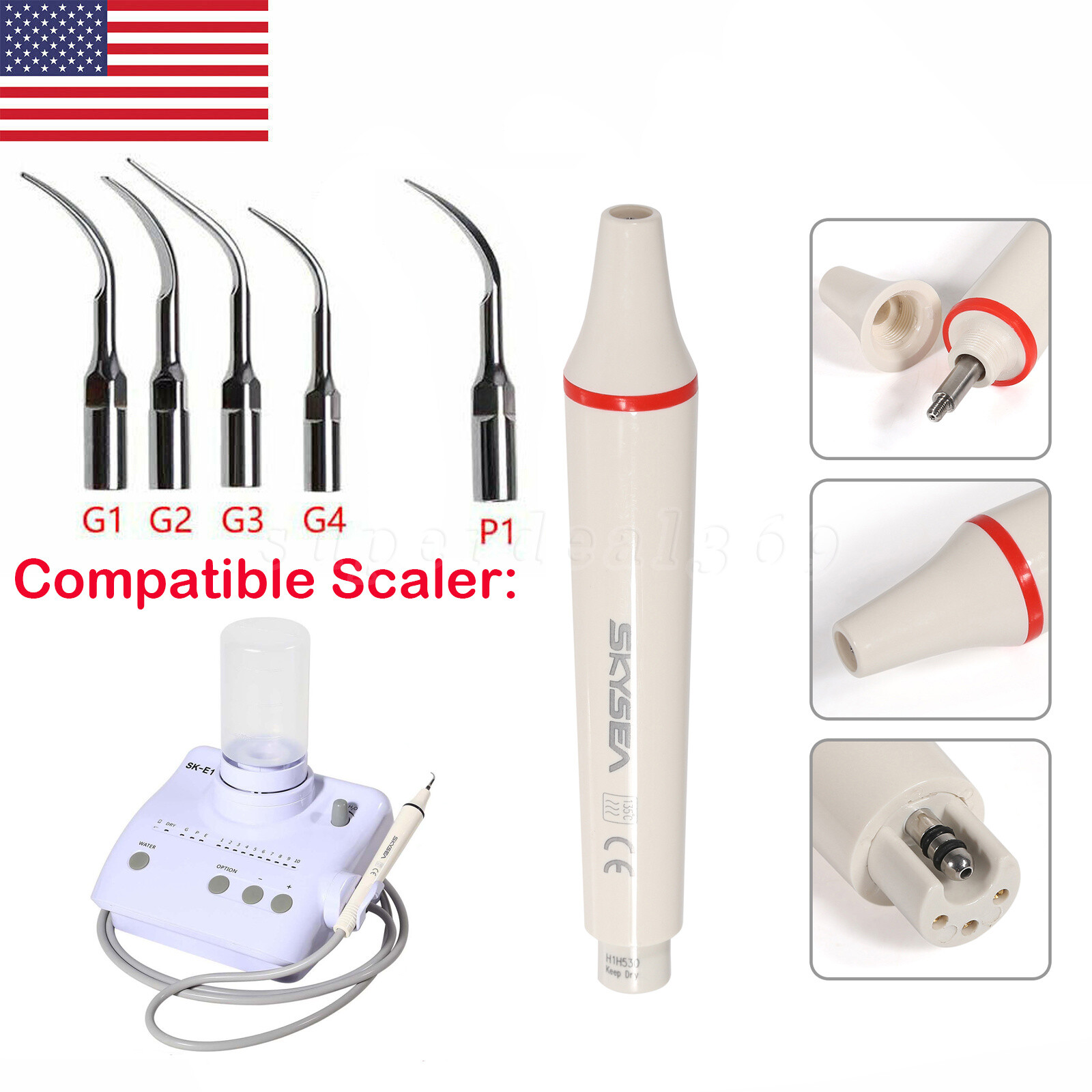 Dental Portable Ultrasonic Piezo Scaler Handpiece Tips Bottles Fit EMS SK-E1