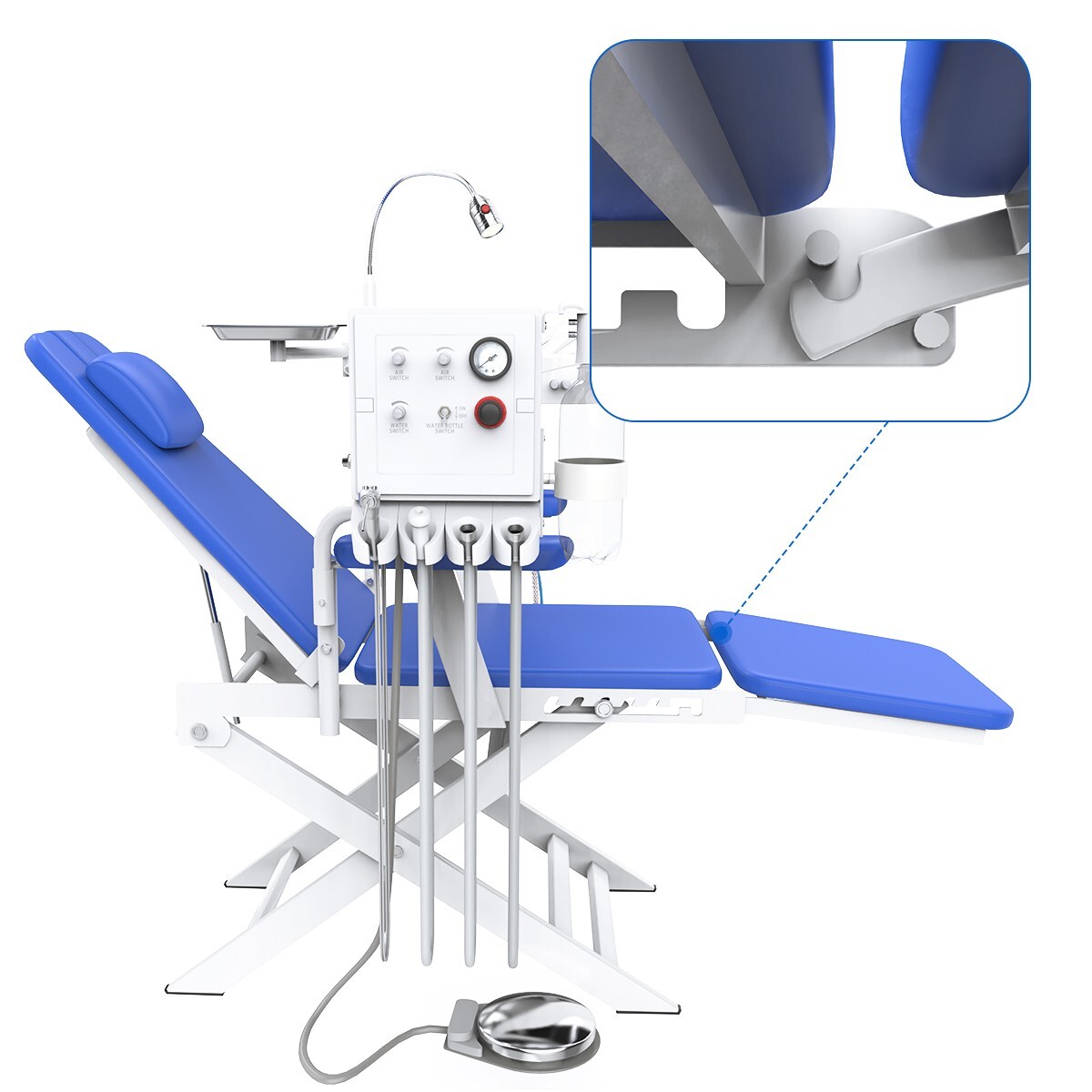 Dental Portable Mobile Chair Air Turbine 4 Hole Rechargeable LED Light/Handpiece