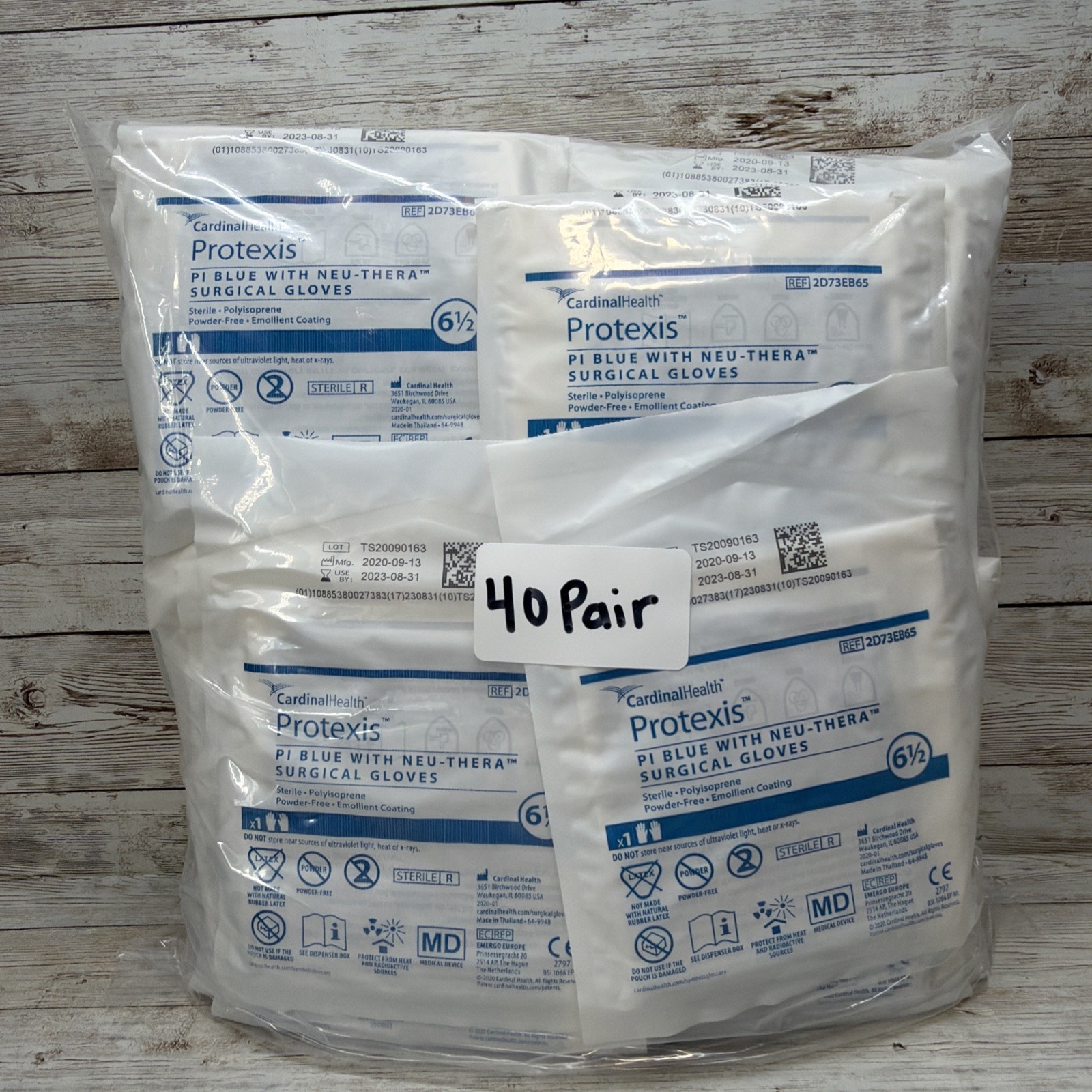 Protexis PI Blue w/Neu-Thera Surgical Gloves *40 Pair* Size: 6.5 *See Date*8-23