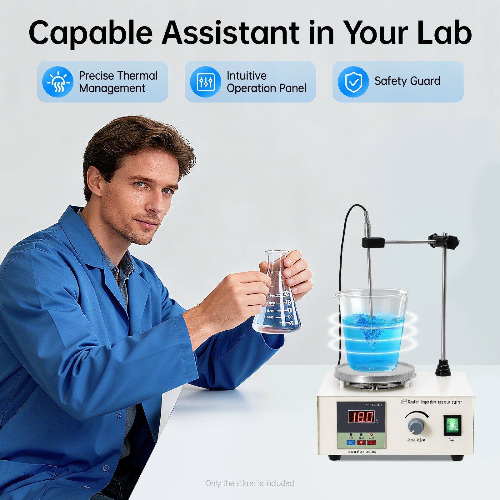 2000ml Magnetic Stirrer 85-2 w/ Heating Plate Digital Hotplate Mixer Stir Bar 5W