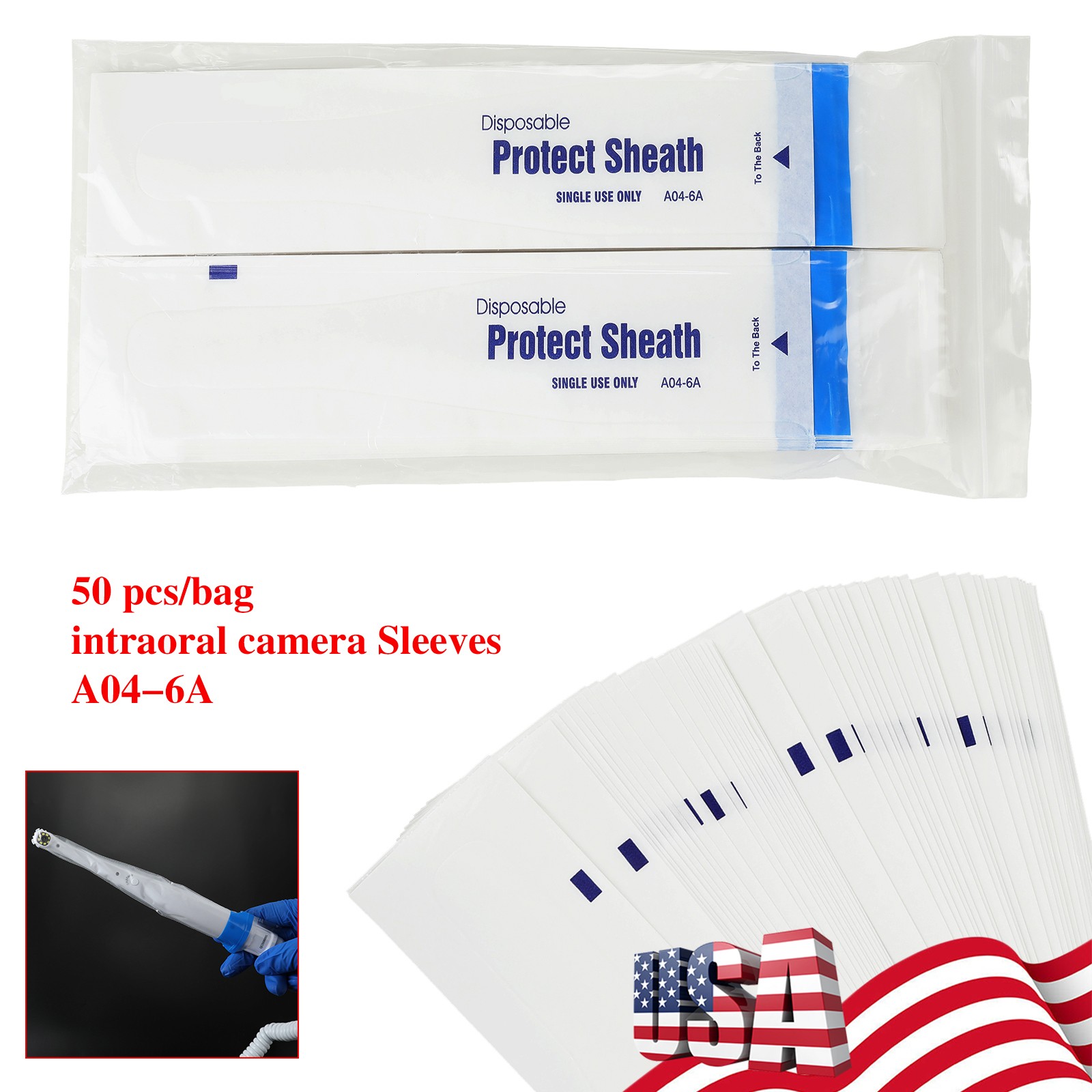 Dental A04-6A Disposable Protect Sheath Intraoral Camera Cover 100/200/300/500Pc