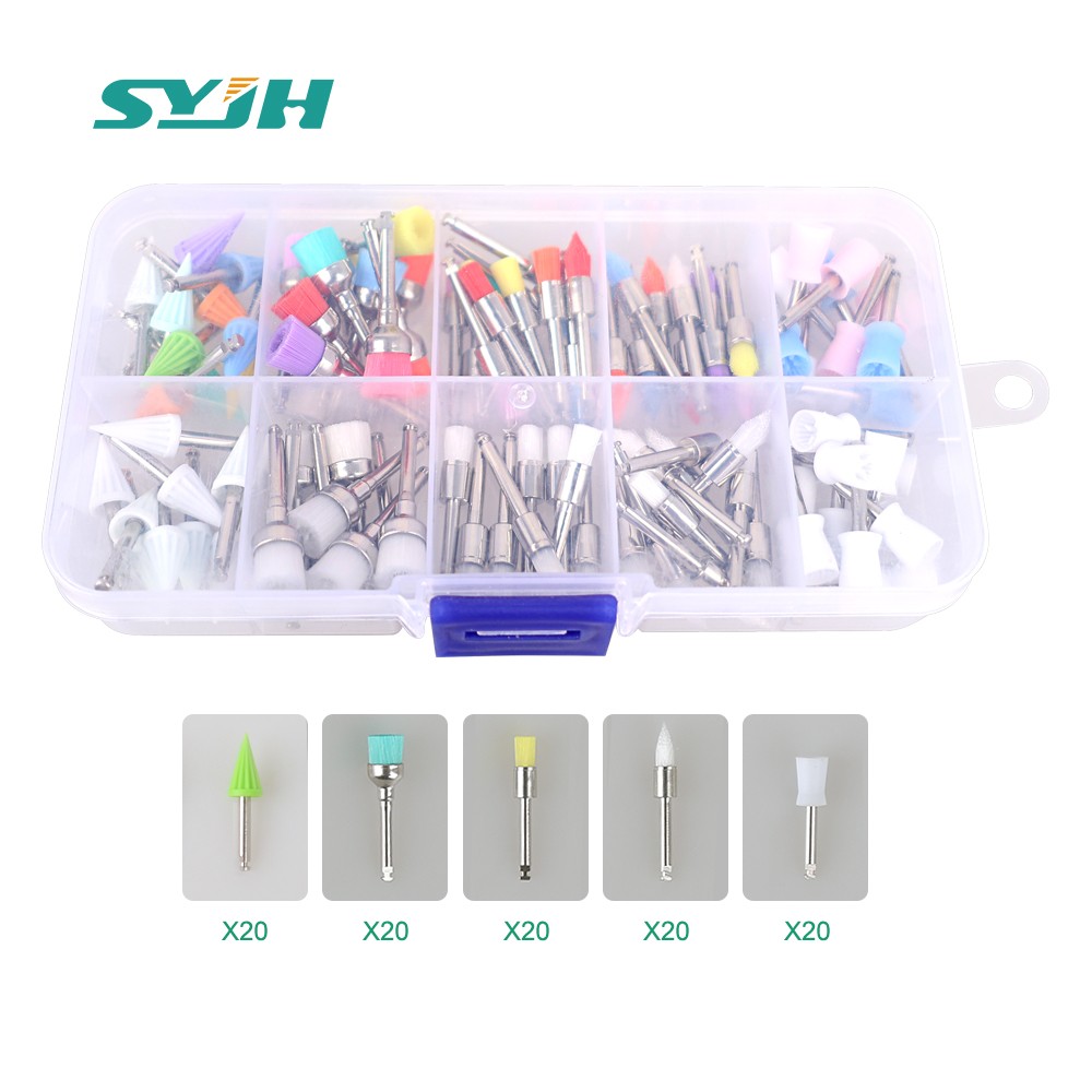 Dental Latch Tapered Rubber Bristle Polishing Cups Brushes Tooth Prophy Polisher