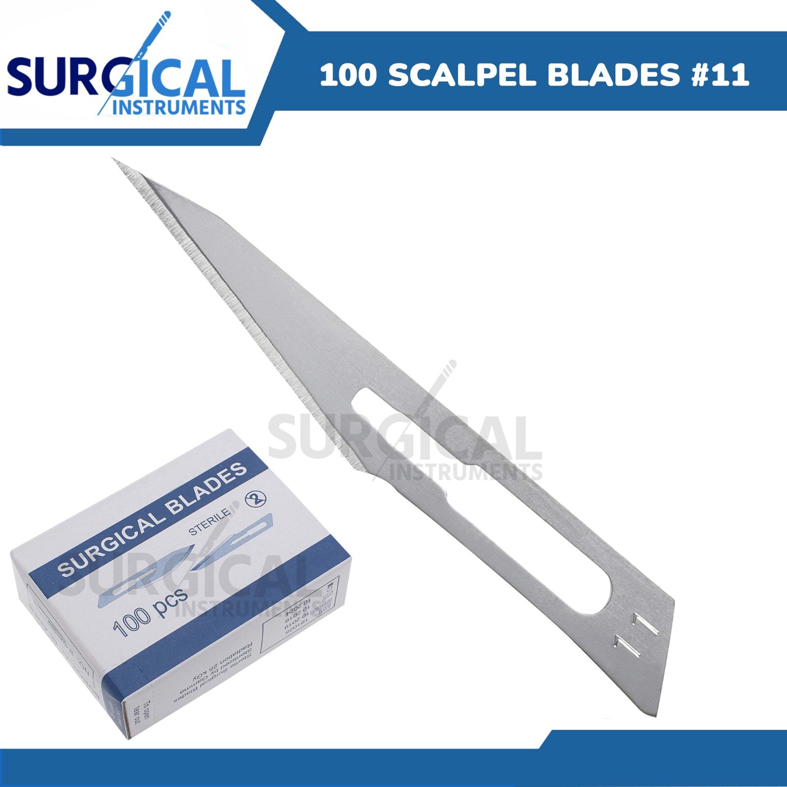 100 Pcs Scalpel Blades #11 Carbon Steel Surgical Dental ENT Surgical Instruments