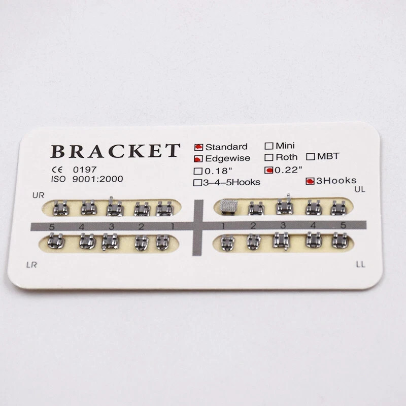 20 Pcs/Set Orthodontic Dental Mini/Standard 018/022 Metal Brackets Braces Hooks