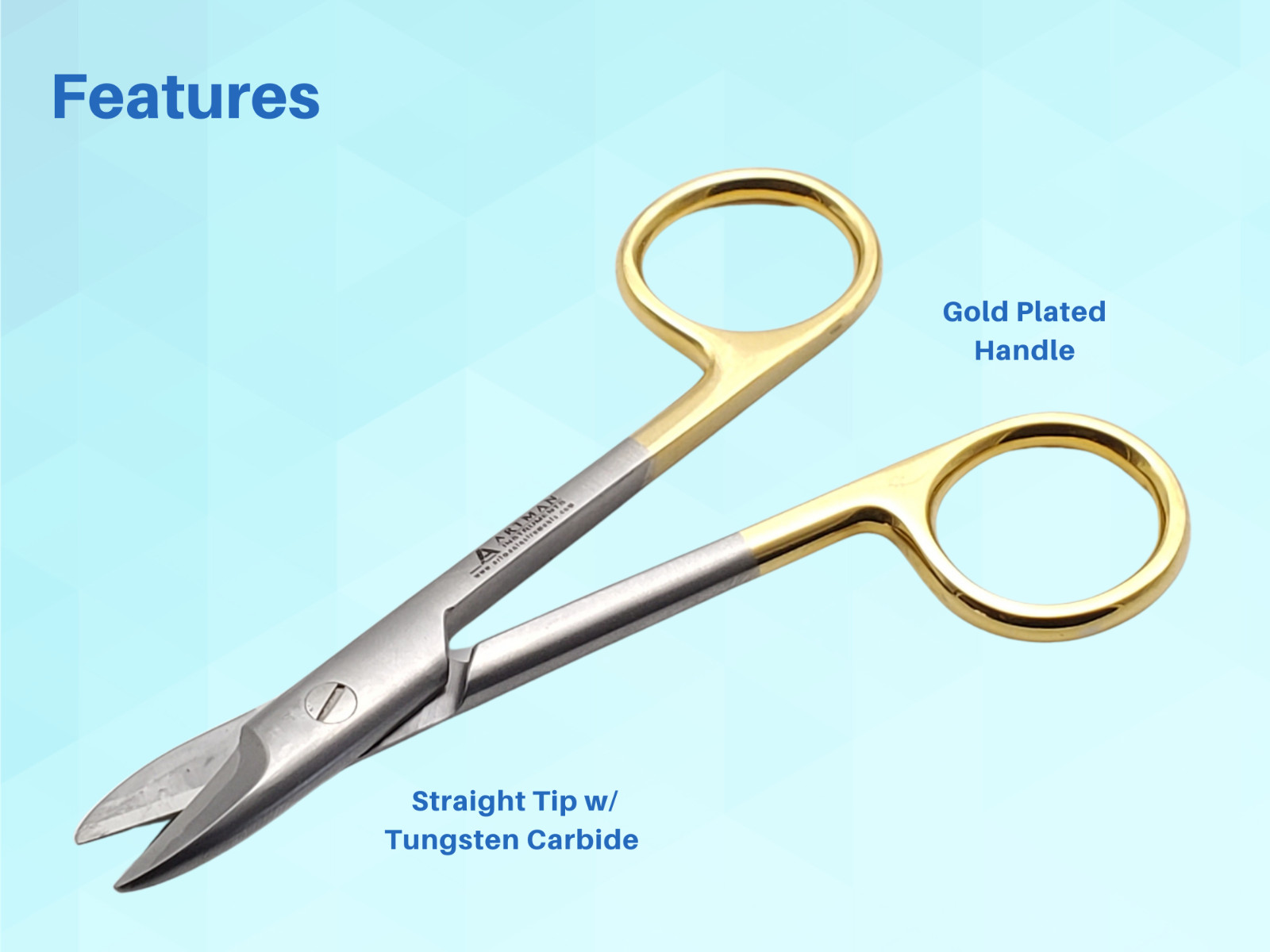 Straight Crown Collar Cutting Scissors 4.25 with TC ARTMAN