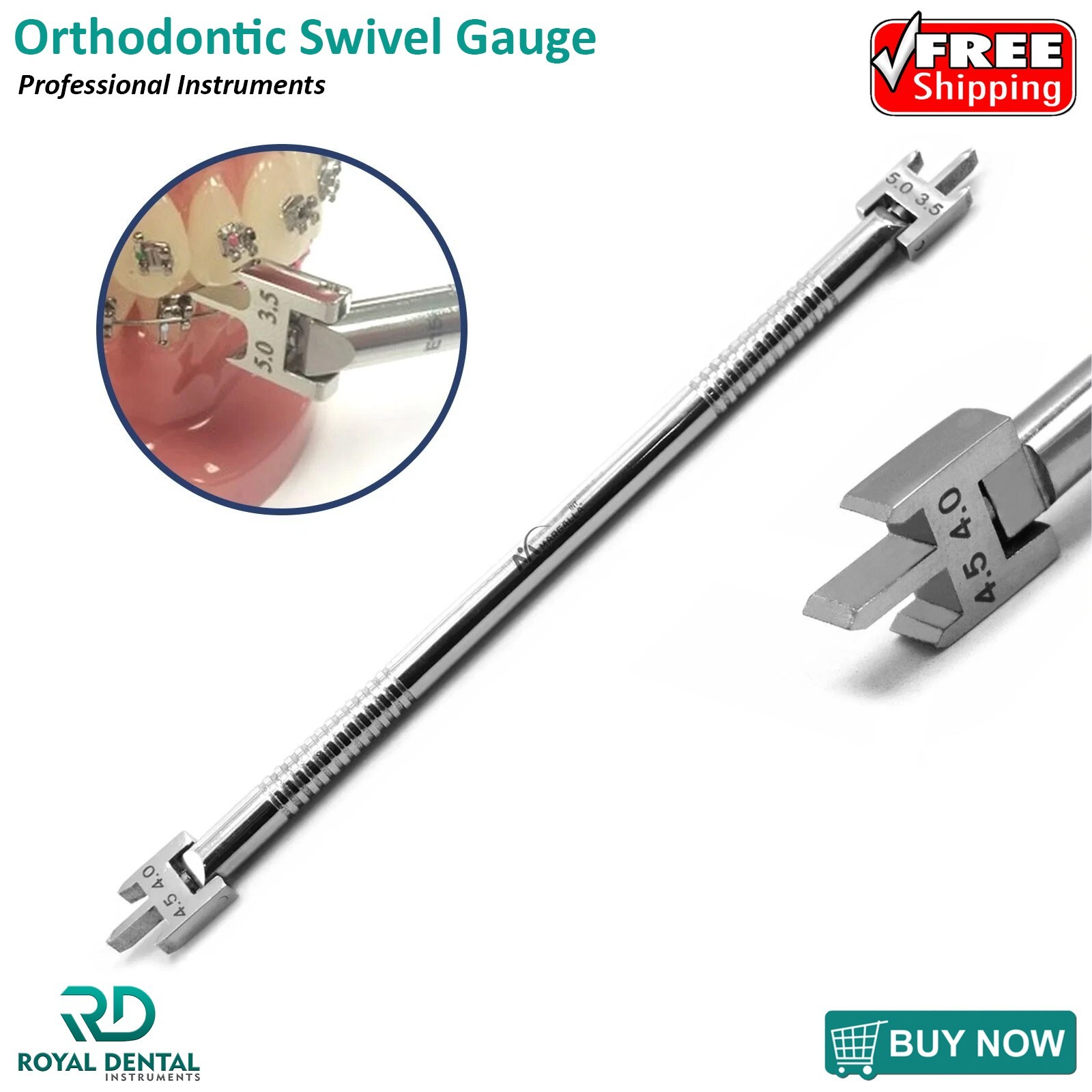 Orthodontic Instruments Bracket Height Swivel Head Positioning Gauge Dental