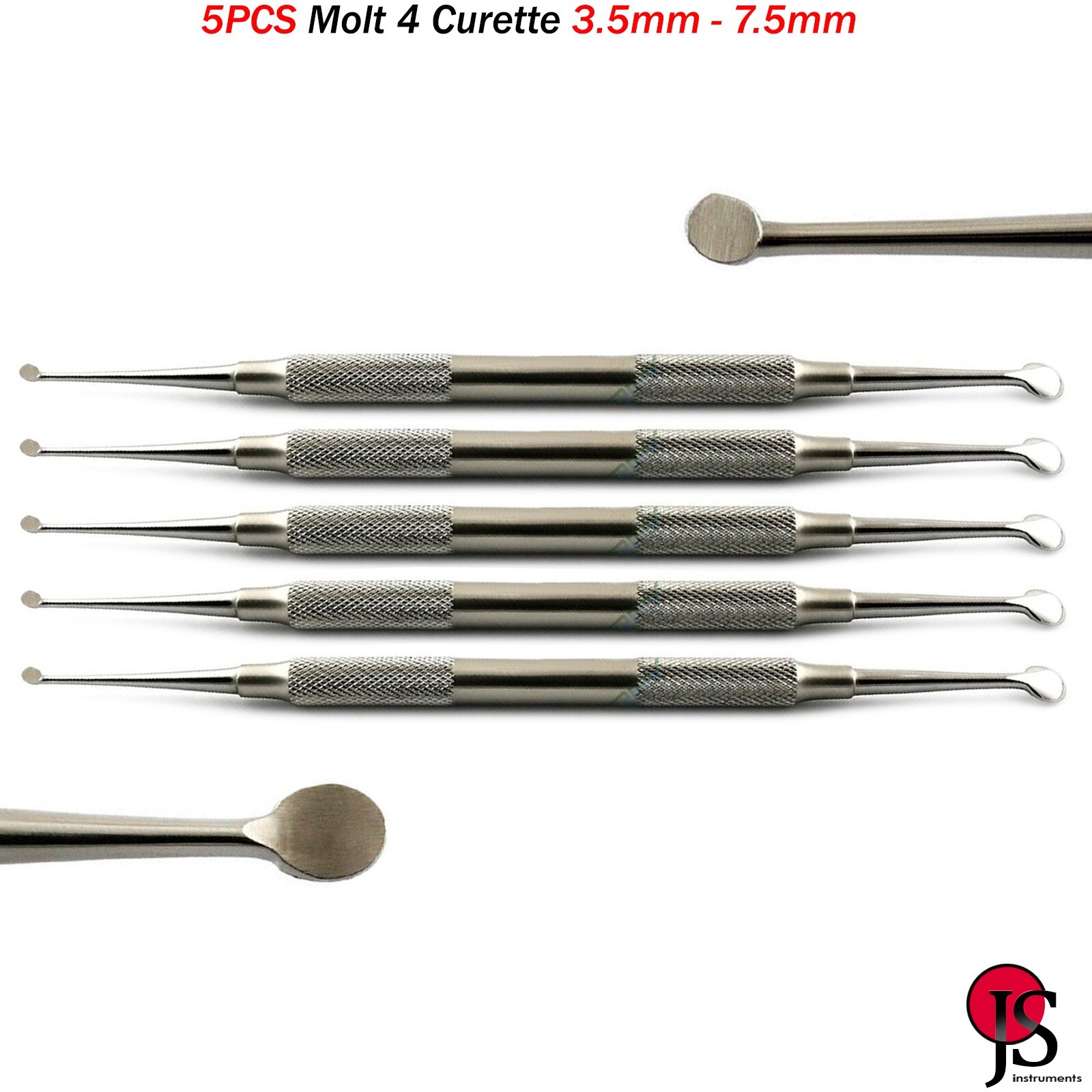 MEDSPO Dental Surgical Instruments Molt 4 Bone Curette Debridement Curettage X5
