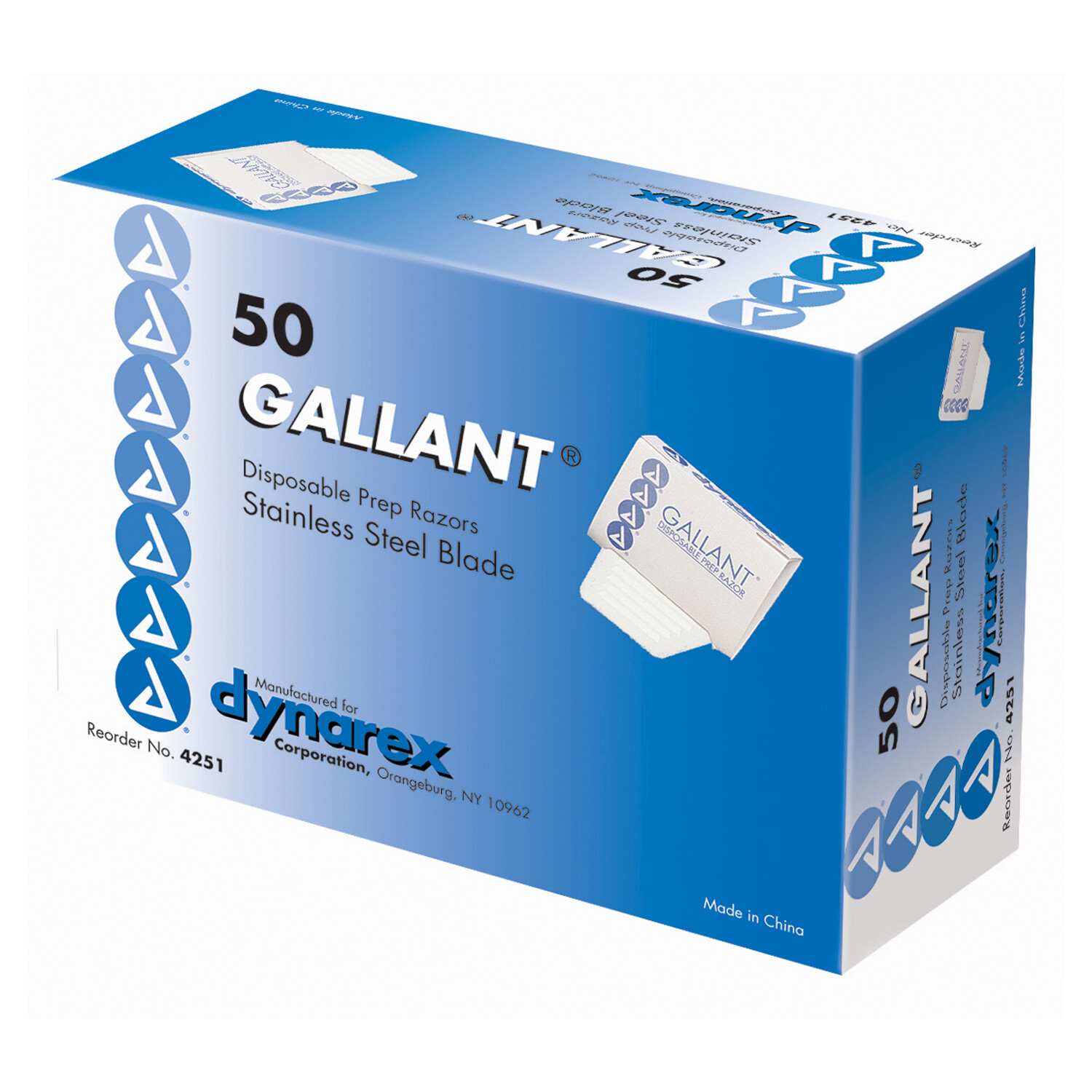 Gallant Surgical Prep Razor Single Blade White / Blue 50 per Box