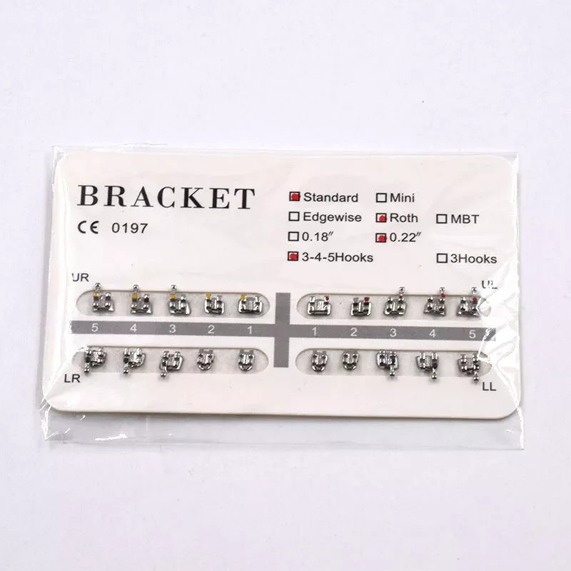 20 Pcs/Set Orthodontic Dental Mini/Standard 018/022 Metal Brackets Braces Hooks