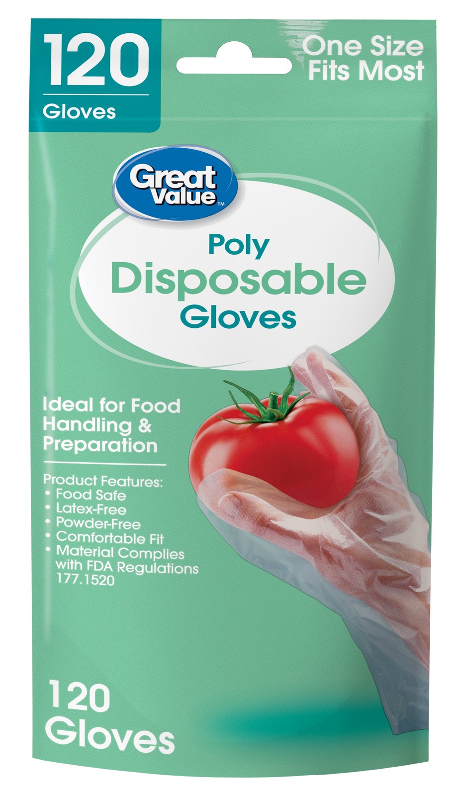 (5 pack) Great Value Disposable Poly Food Gloves, 120-Count, Latex-Free