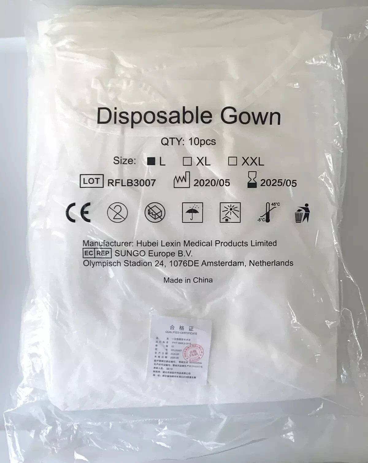 New 10 Pack Disposable Isolation Gown Nonwoven PP White Long Sleeve PPE