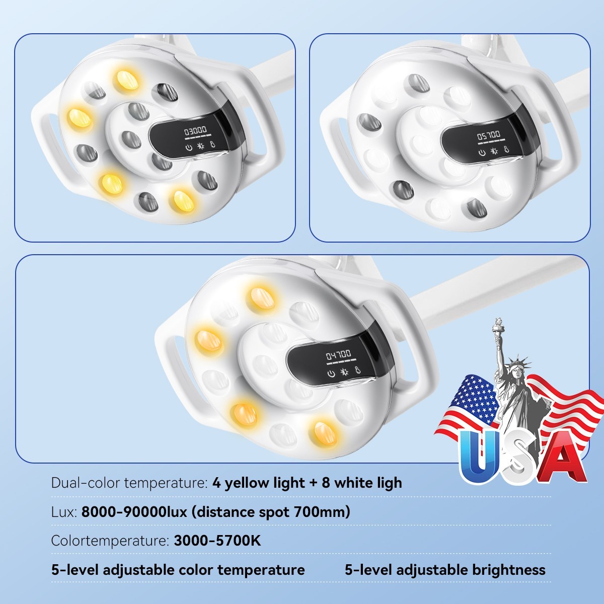 Dental LED Lamp Oral Light Yellow+White For Unit Chair Induction Sensor