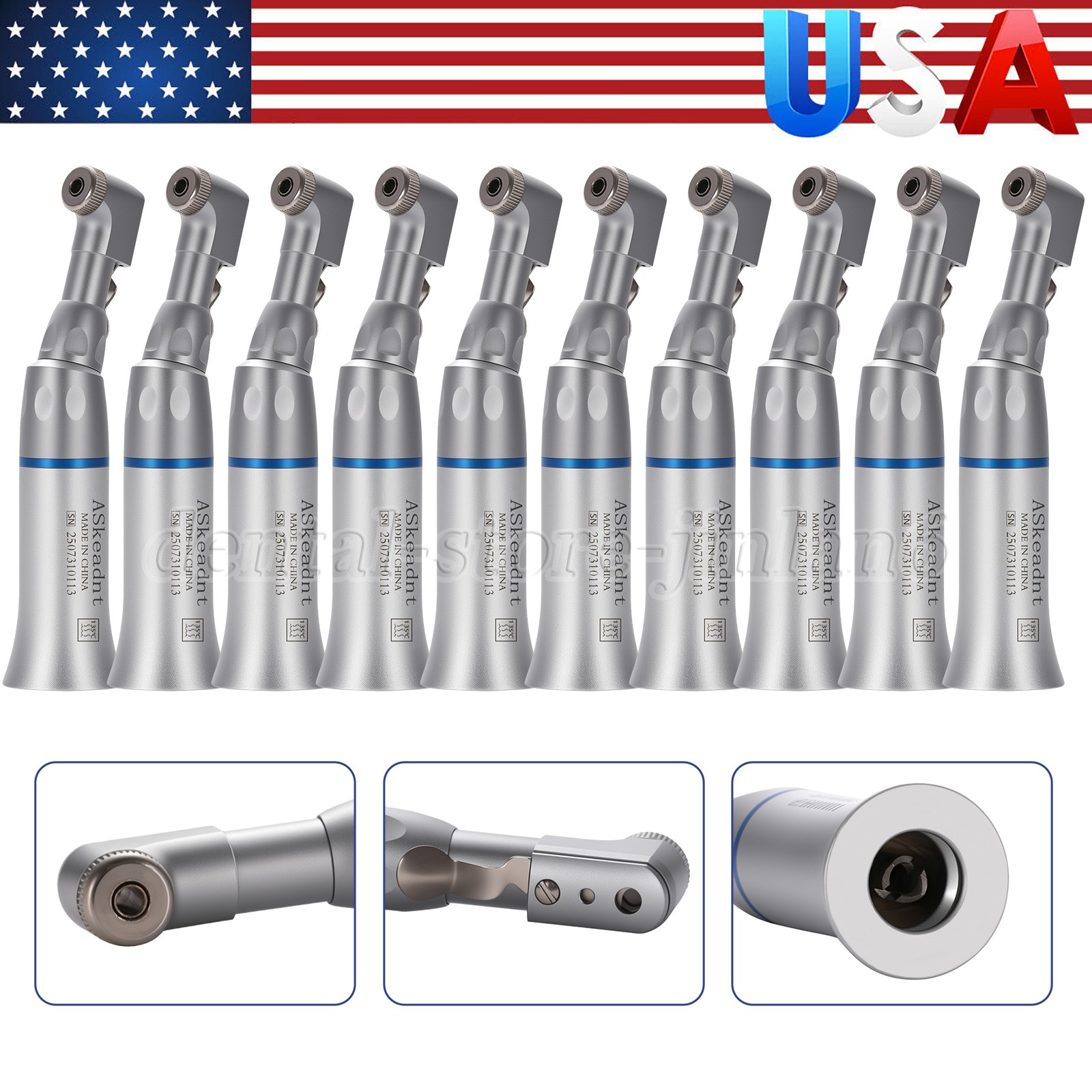 10 ASkeadnt Dental Slow Low Speed Handpiece Contra Angle Latch Burs EX203C
