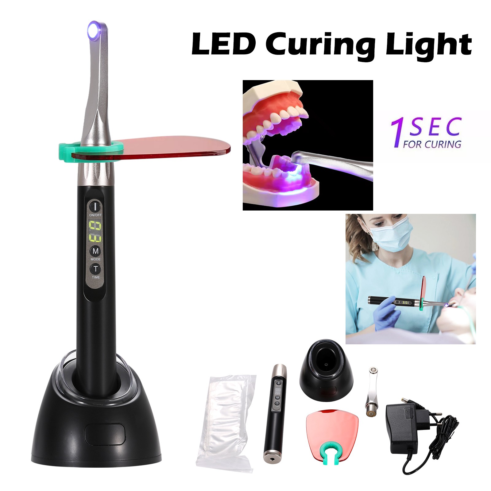 Dental LED Curing Light Lamp Wireless Cordless 1 Sec Resin Cure Lamp 15W 2500MW