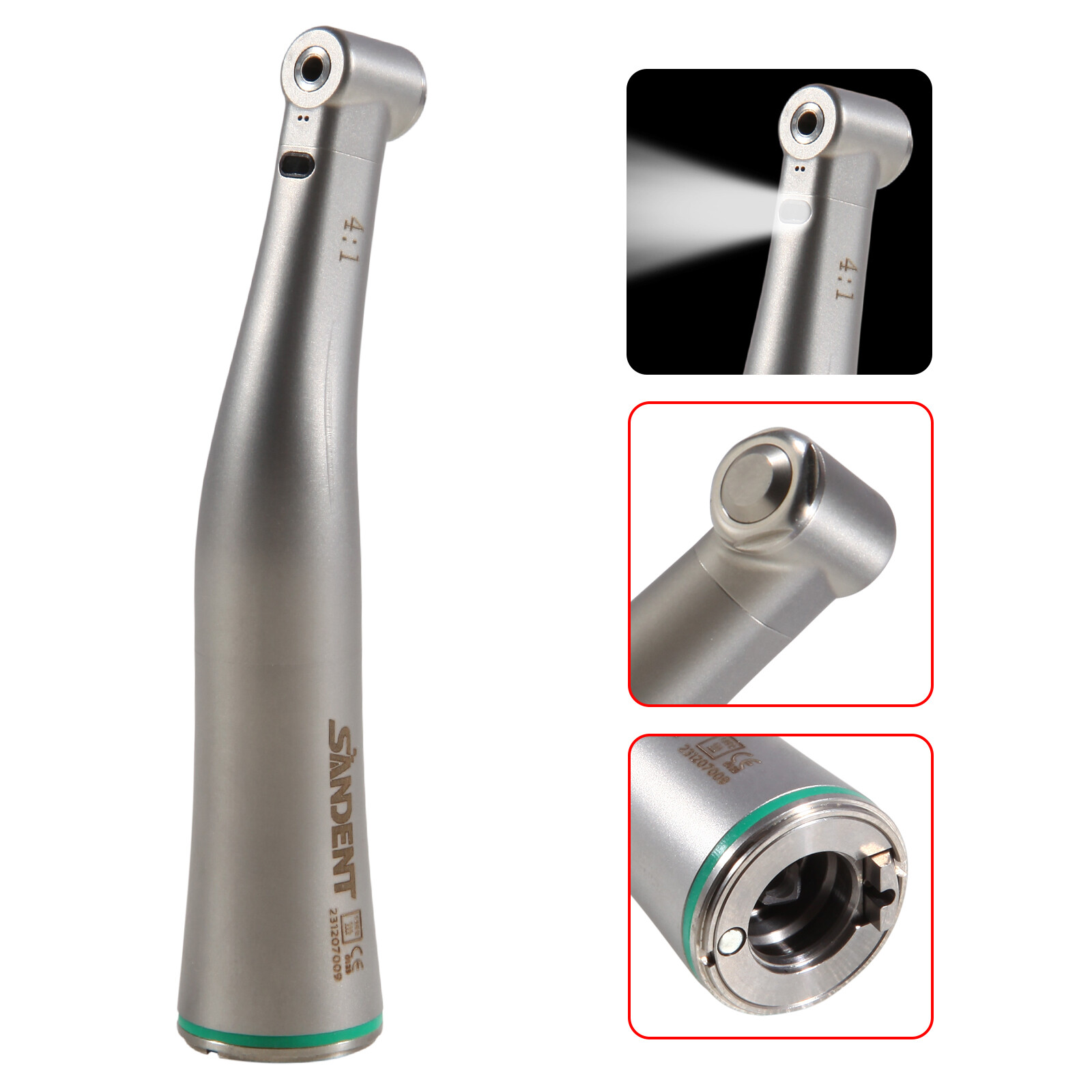 1-10x NSK Style Dental 4:1 Reduction Contra Angle Fiber Optic Handpiece Green st