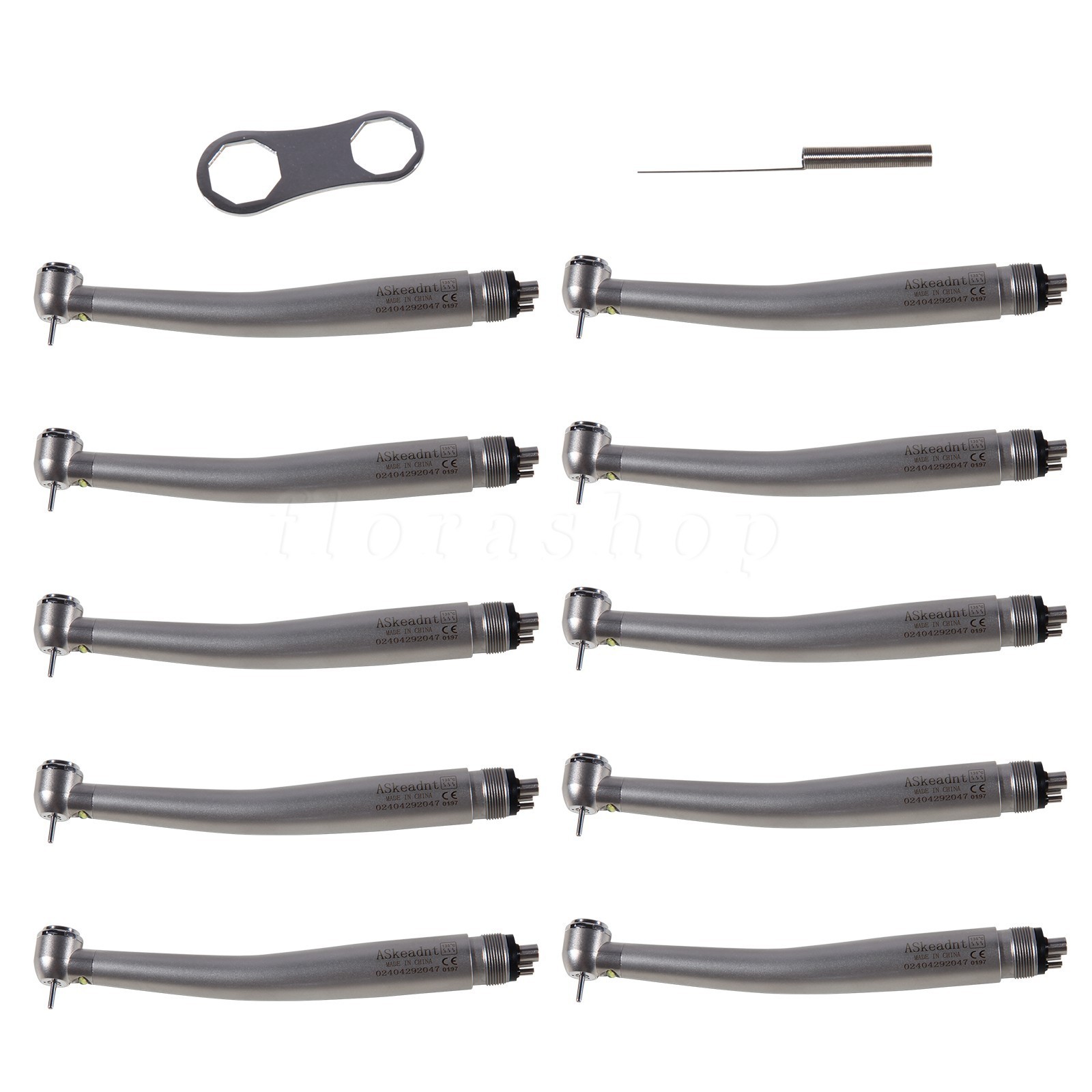 10 PCS Dental LED E-Generator Fiber Optic High Speed Handpiece 4 Hole NSK Style