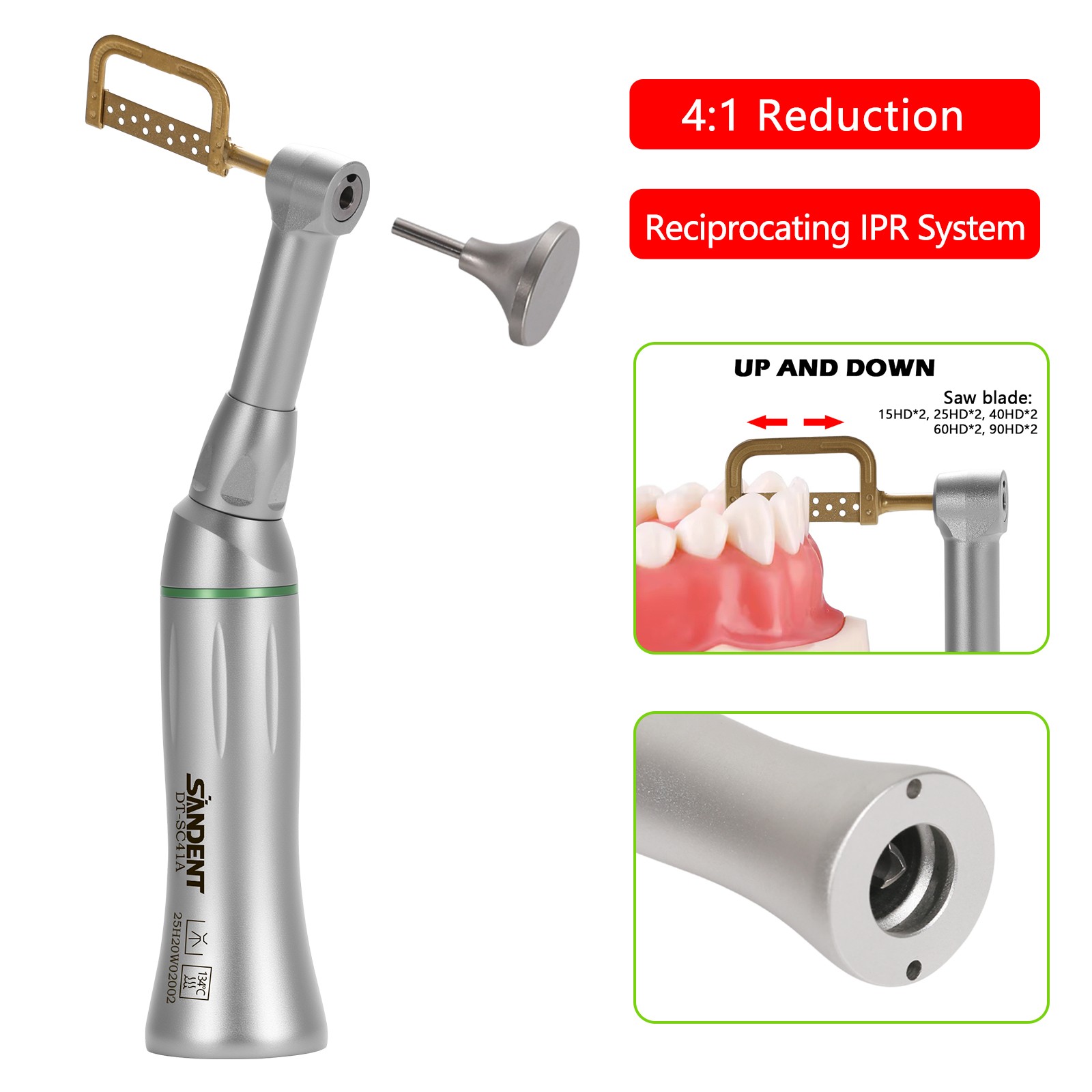 Dental 4:1 Reduction IPR Contra Angle Handpiece Interproximal Stripping Kit