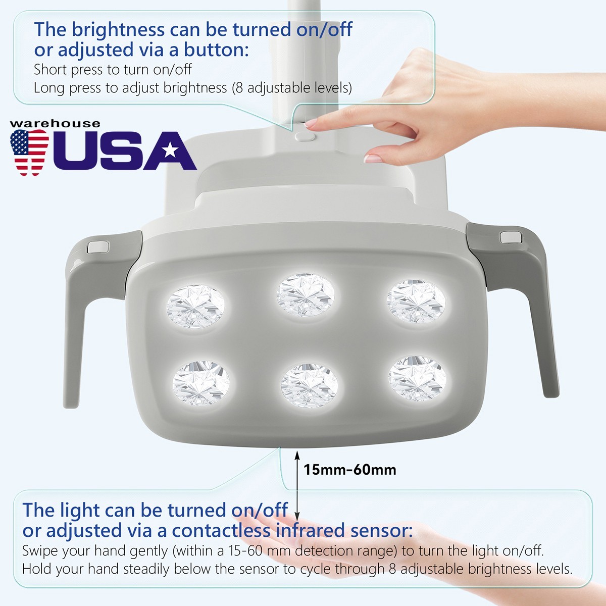 Dental Oral Cold Light Lamp For Chair Unit 6 LED Brightness Infrared sensor
