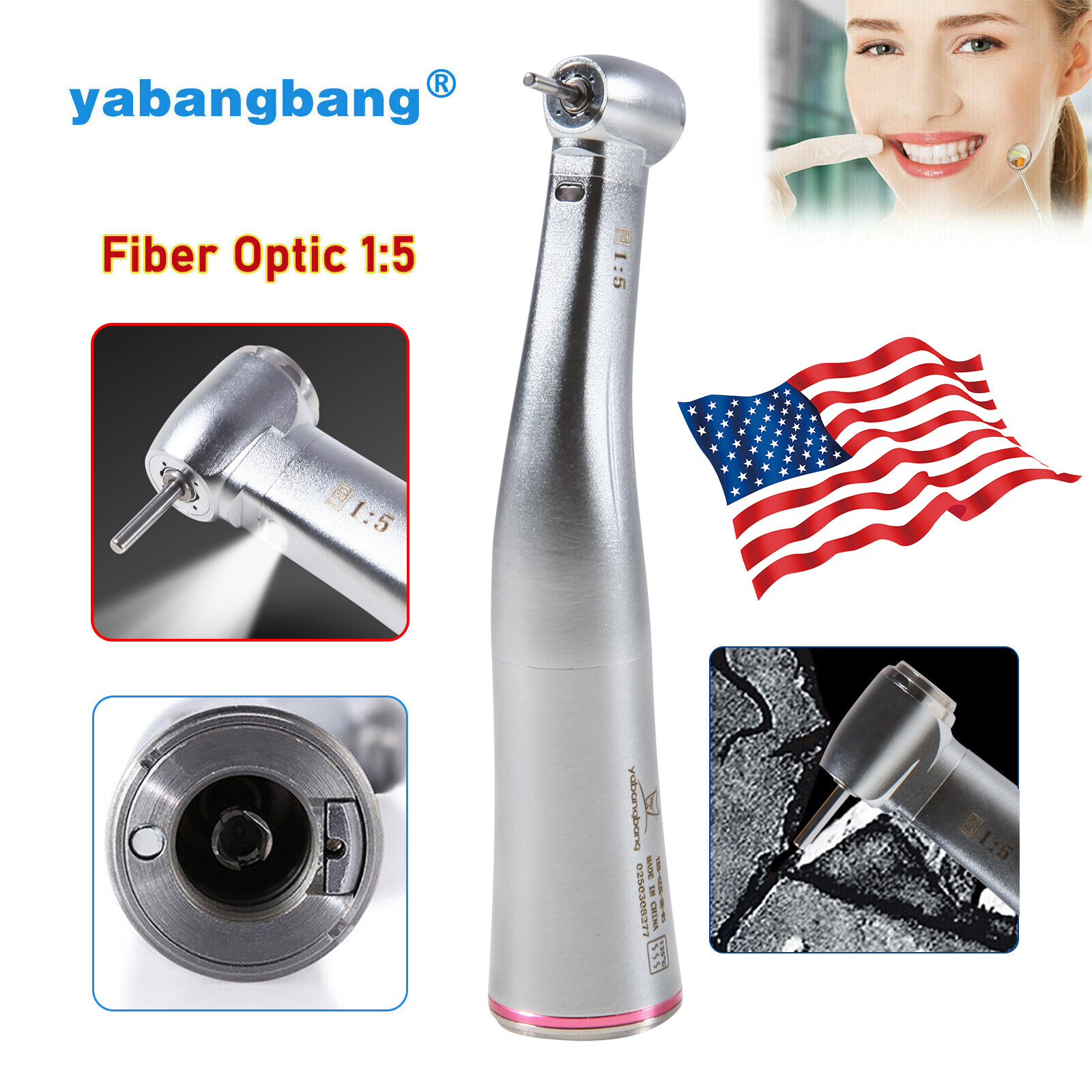 Dental 1:5 Increasing LED Contra Angle Handpiece Quattro Water Spray E-type sk
