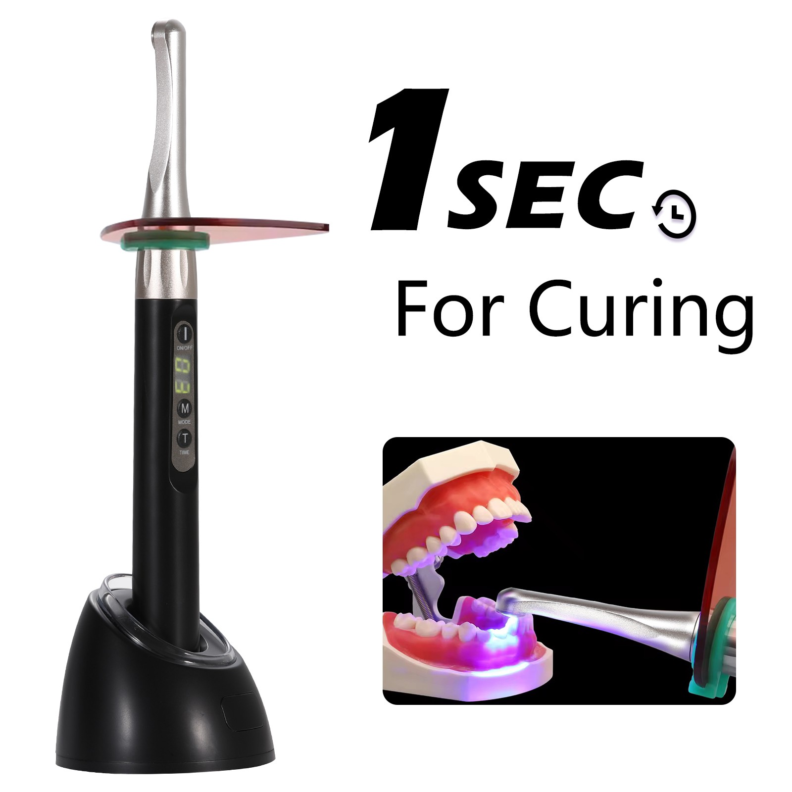 USA Dental iLED Wireless Curing Light 1 Second Curing Lamp 2500mw/c㎡ Black