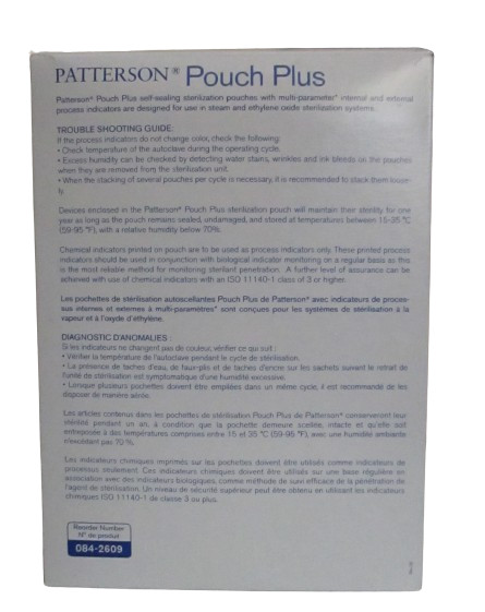 Patterson Dental Sterilization Pouch Plus 3 1/2″x9″ Self-Sealing & Indicators