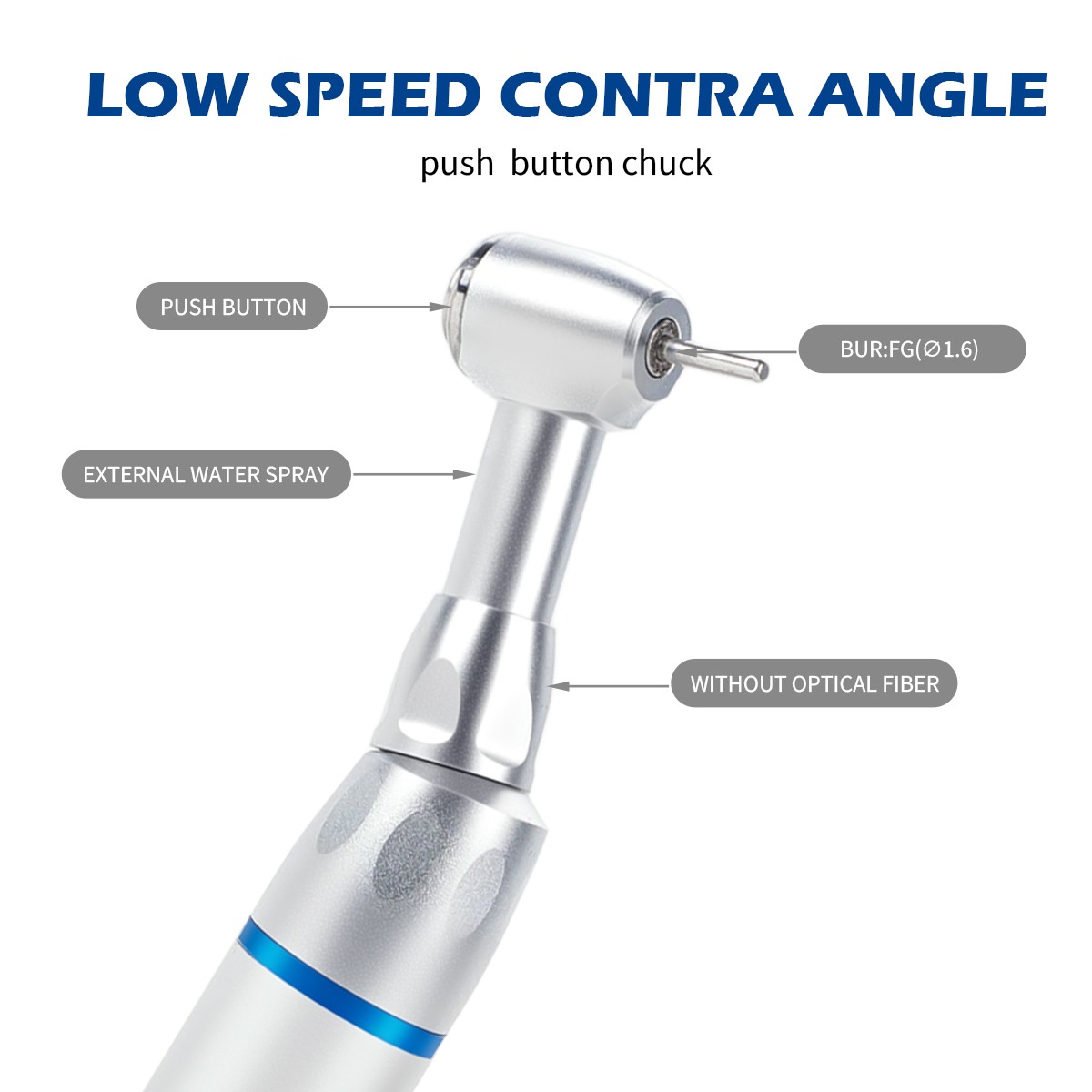 FG1.60mm Dental Slow Speed Contra Angle Handpiece Push button Friction Grip Tips