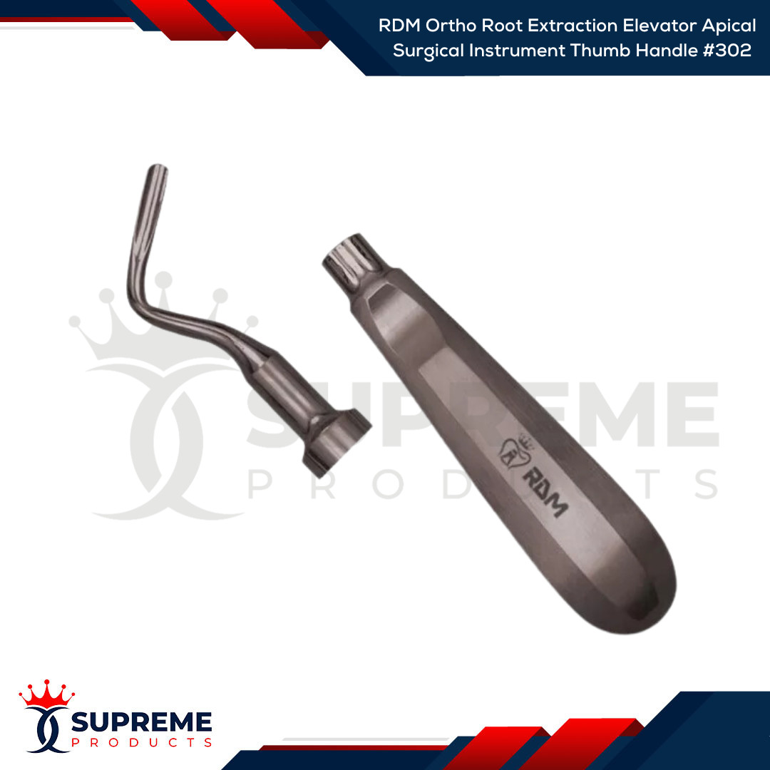 RDM Ortho Root Extraction Elevator Apical Surgical Instrument Thumb Handle #302