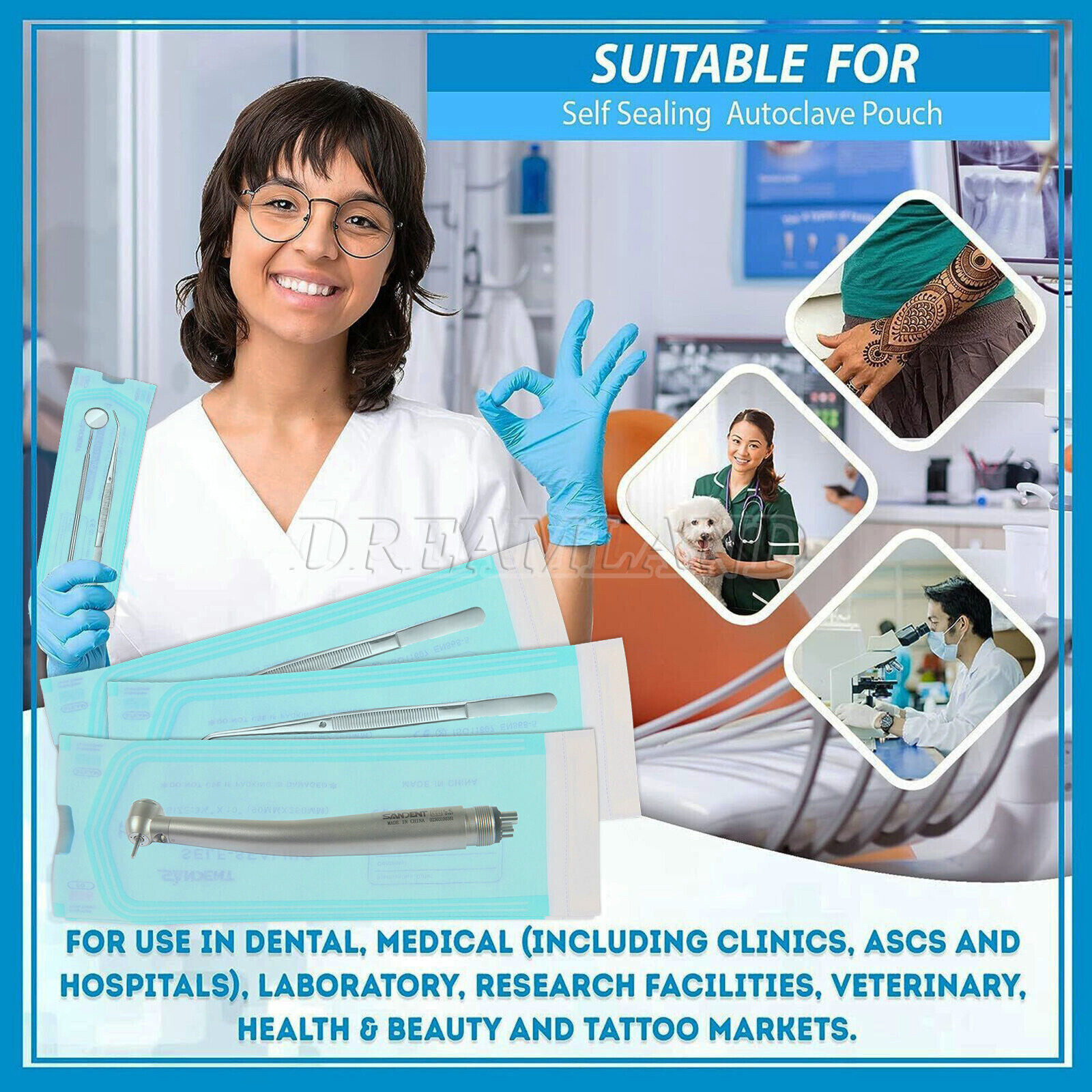 Self Sterilization Pouches Pouch Autoclave, Sterilizer Bags Dental Tattoo Nail