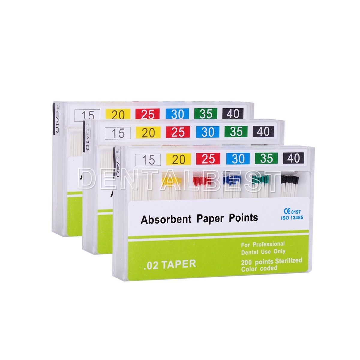10X Punta papel absorbente de raíz de endodoncia dental Punta 0.04 Taper 15-40 #