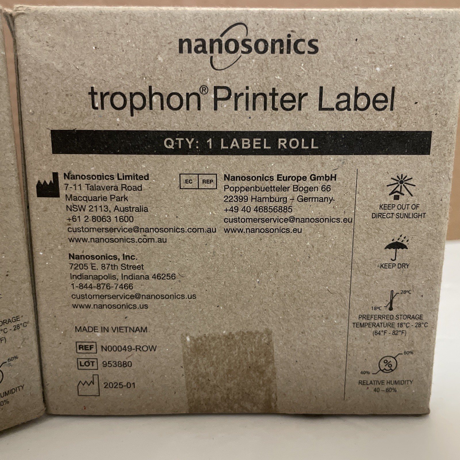 Lot of 2 Nanosonics Trophon Direct Thermal Printer Label Roll – N00049