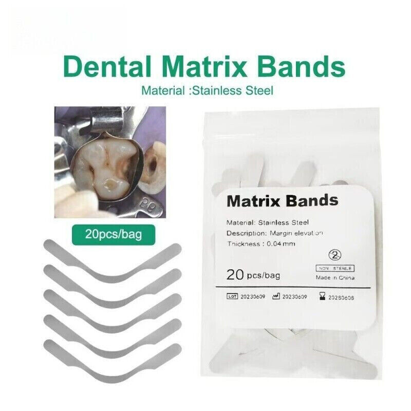 20 Pcs/Bag Dental Bands Margin Clip Tofflemire Stainless Steel Forming Elevation