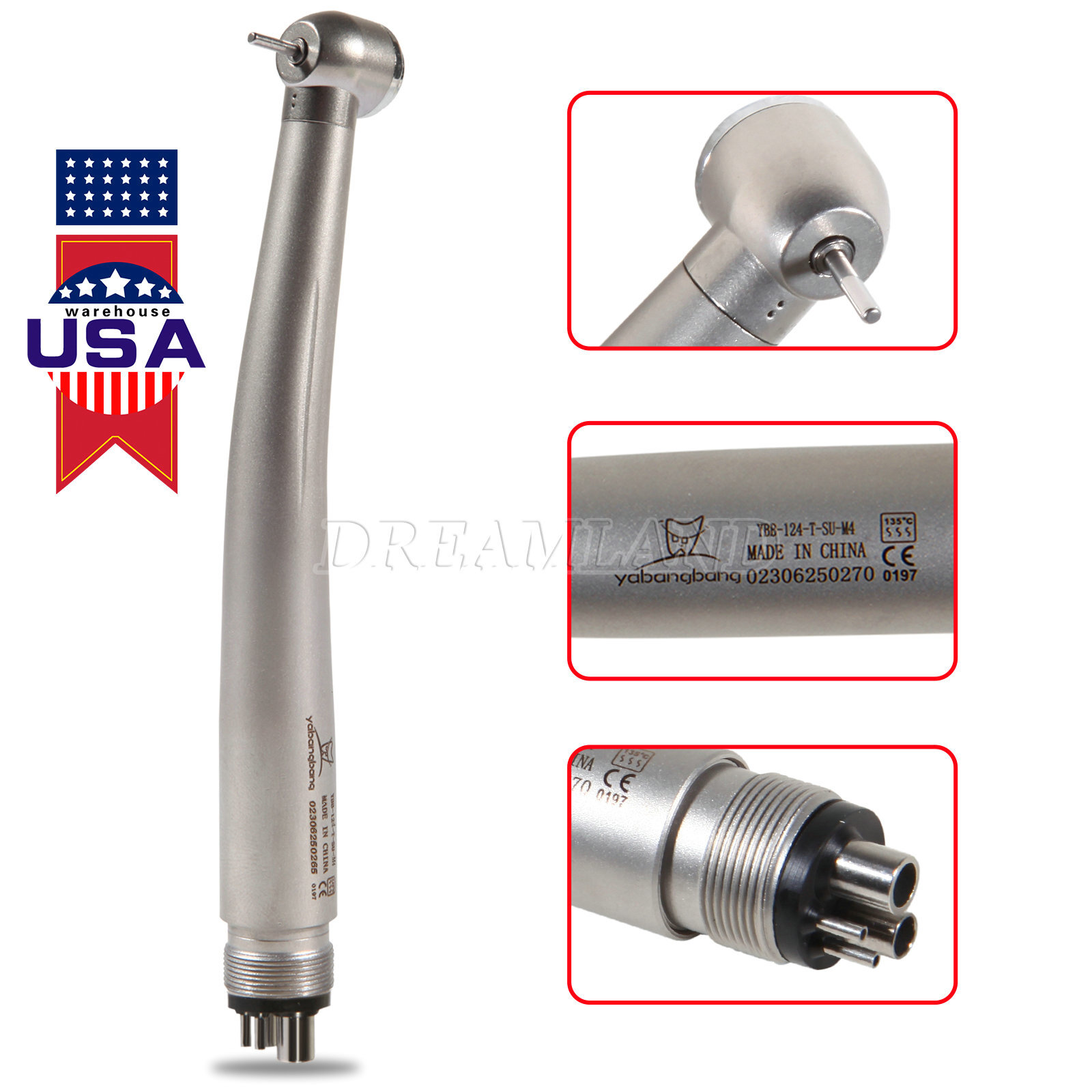 Dental Ceramic Fiber Optic Handpiece/ High Speed Turbine Push Button 2/4H