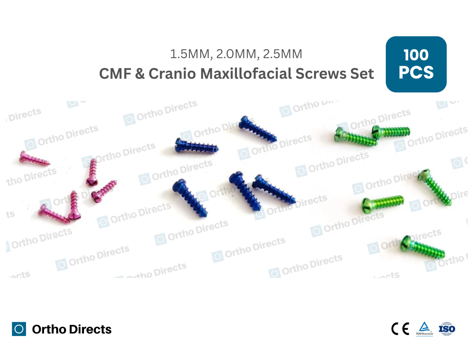 CMF Maxillofacial Cross Drive Mini Screws Surgical Set 100 Pcs Titanium Grade V