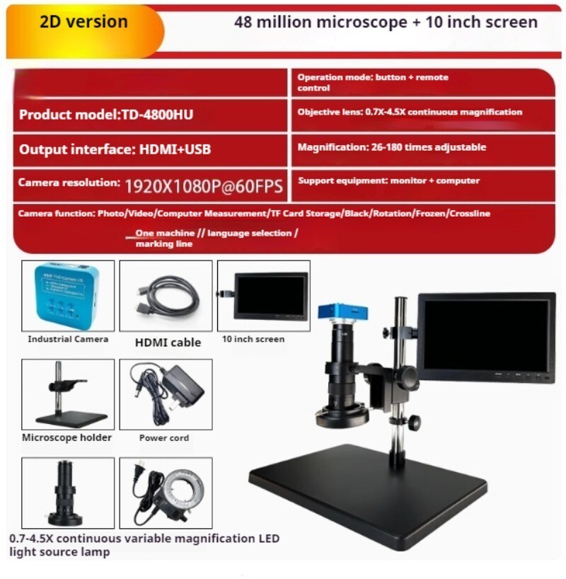 High-precision Laboratory Microscope Camera 1080P Digital Tool Set USB HDMI 48MP
