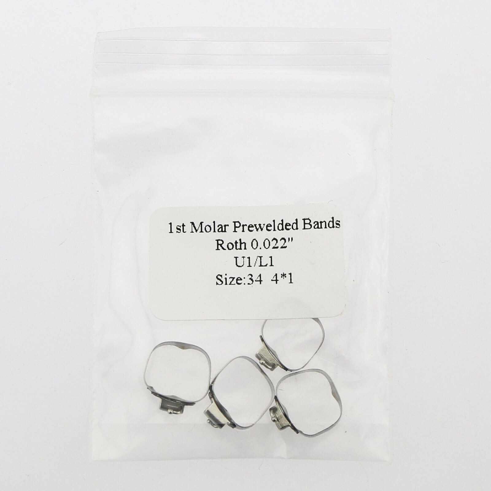 Dental 1st Molar Bands Roth 022 Plain #29-44 Band Buccal Tube U1L1 Lingual Cleat