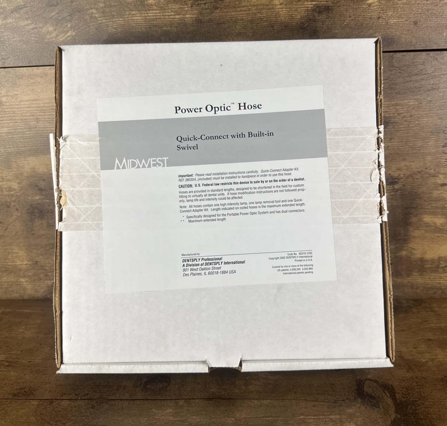 Midwest Dentsply Power Optic Hose Quick Connect Built In Swivel New Open Box