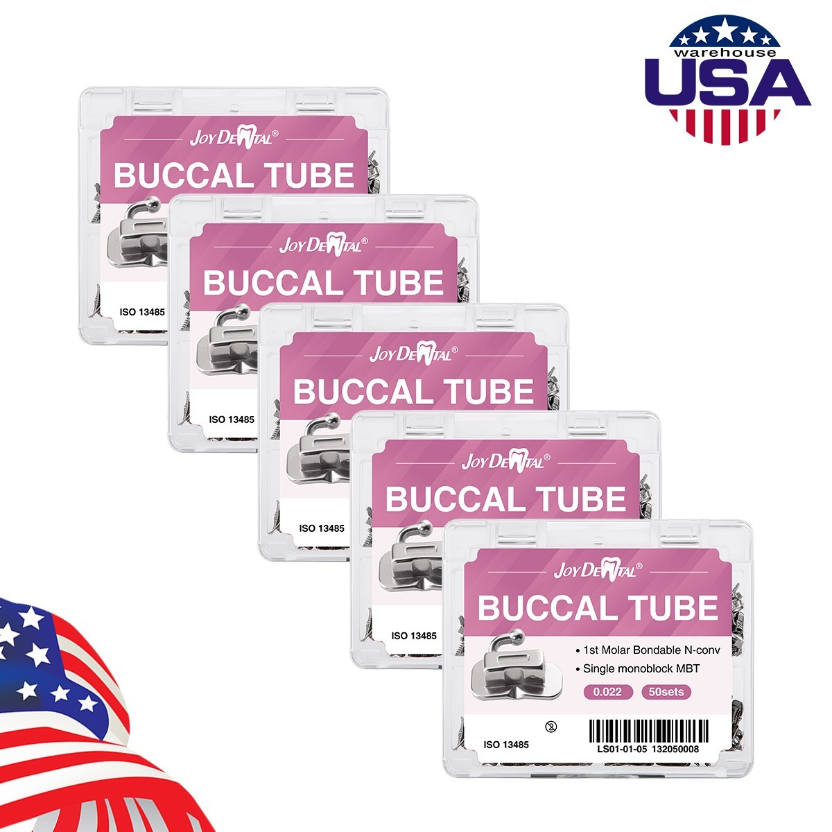 50set Dental Orthodontic 1st Molar MBT 0.022 Buccal Tubes Bondable Monoblock