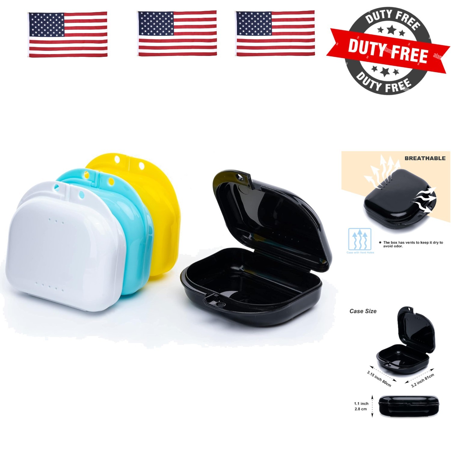 Retainer Case with Vent Holes, 4 Pcs Denture Cases, Durable & Similar Mouth G…