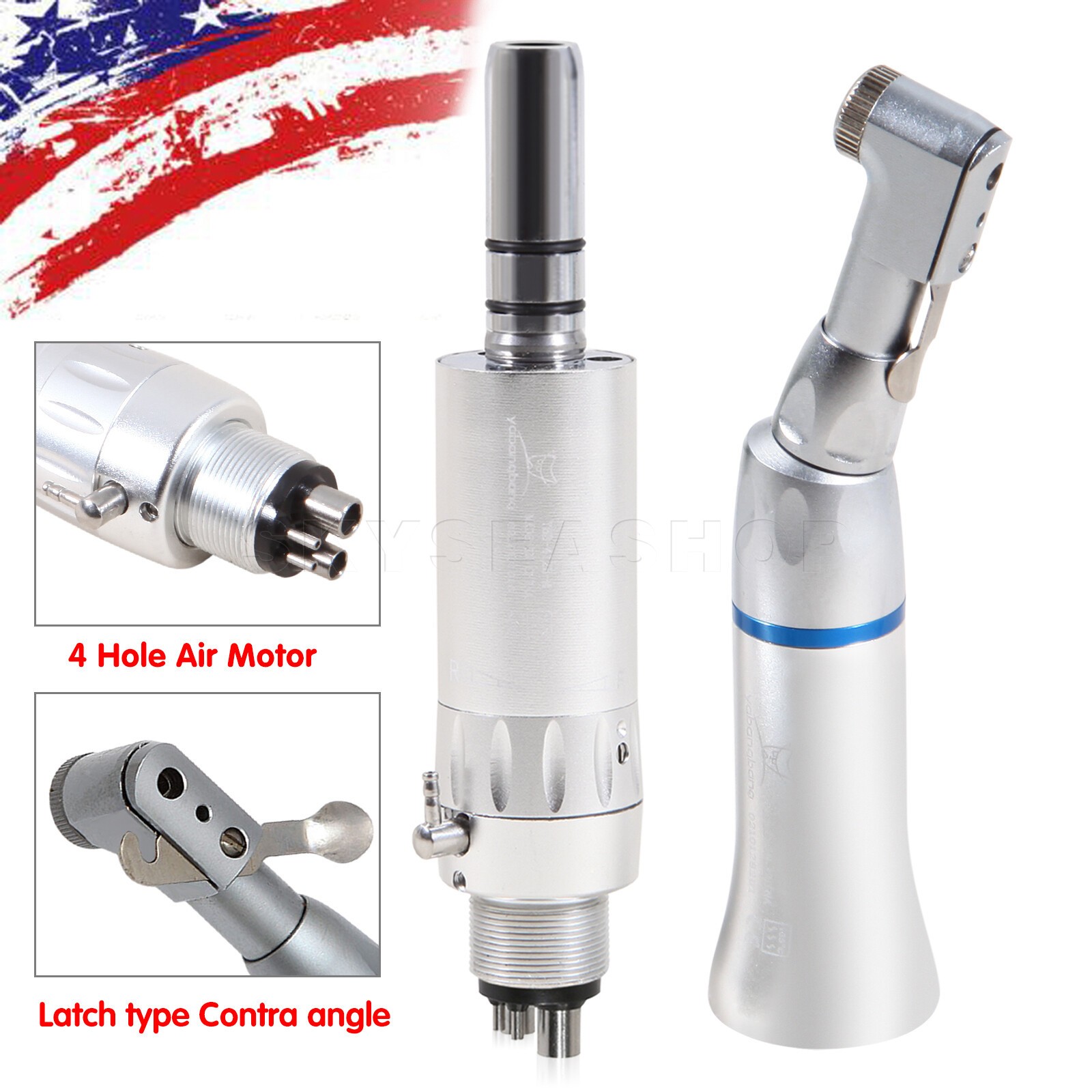1-5 Yabangbang Dental Slow Speed Handpiece Contra Angle / Air Motor 4Hole Attach