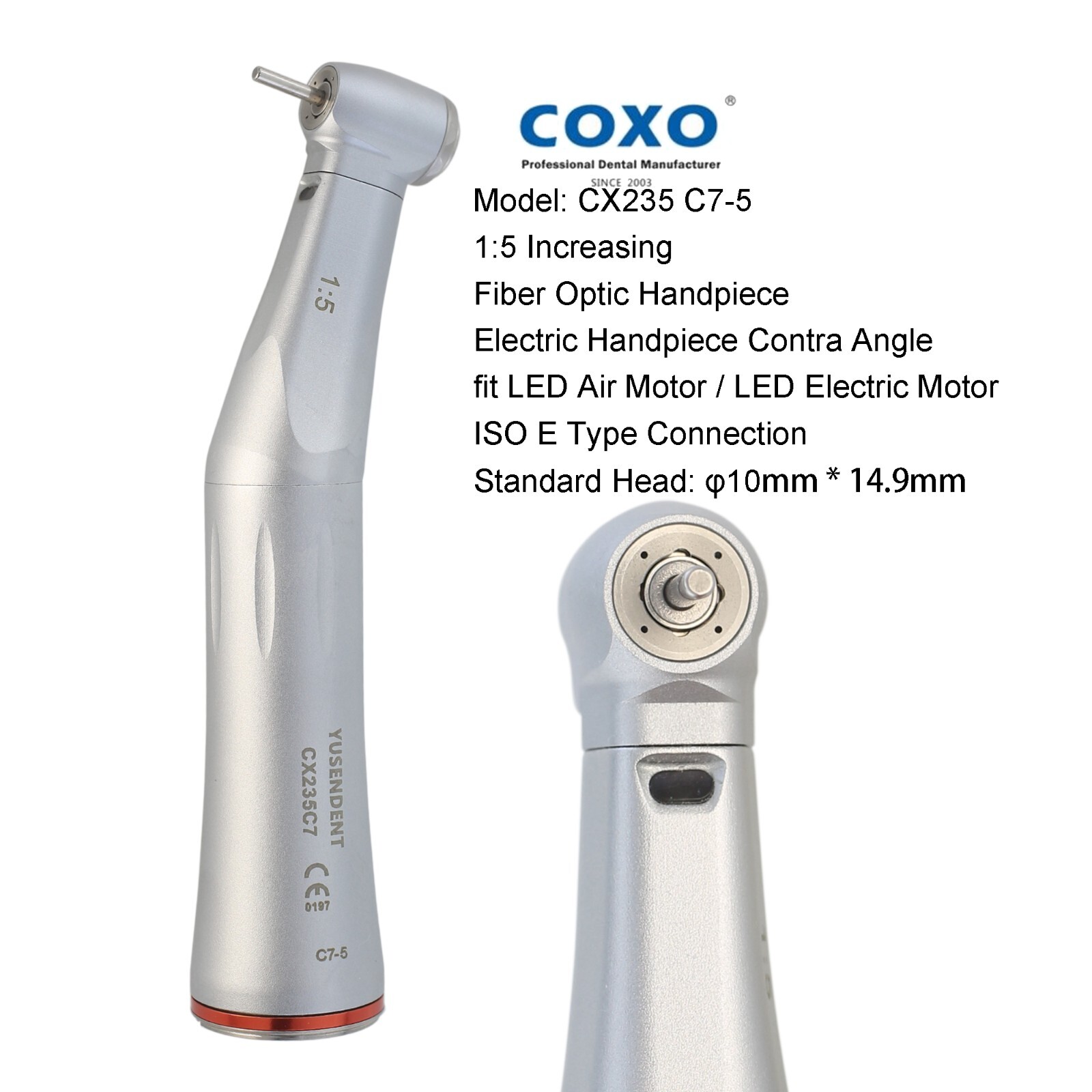 Dental 1:5 Electric Handpiece LED Fiber Optic Contra Angle Ti-MAX NSK Z95L X95L